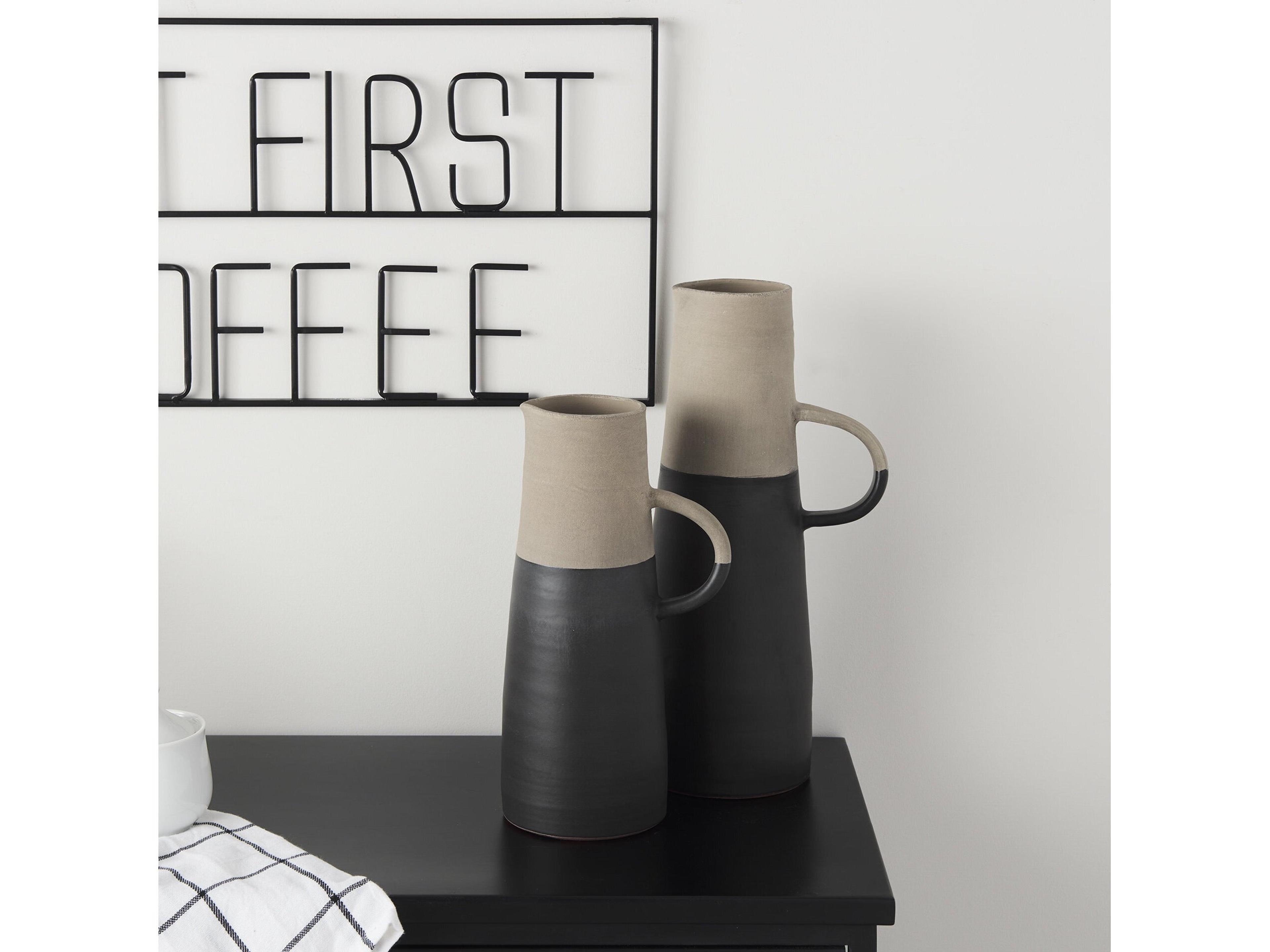 Mercana Garand Small 13H Two-Toned Black/Natural Ceramic Jug