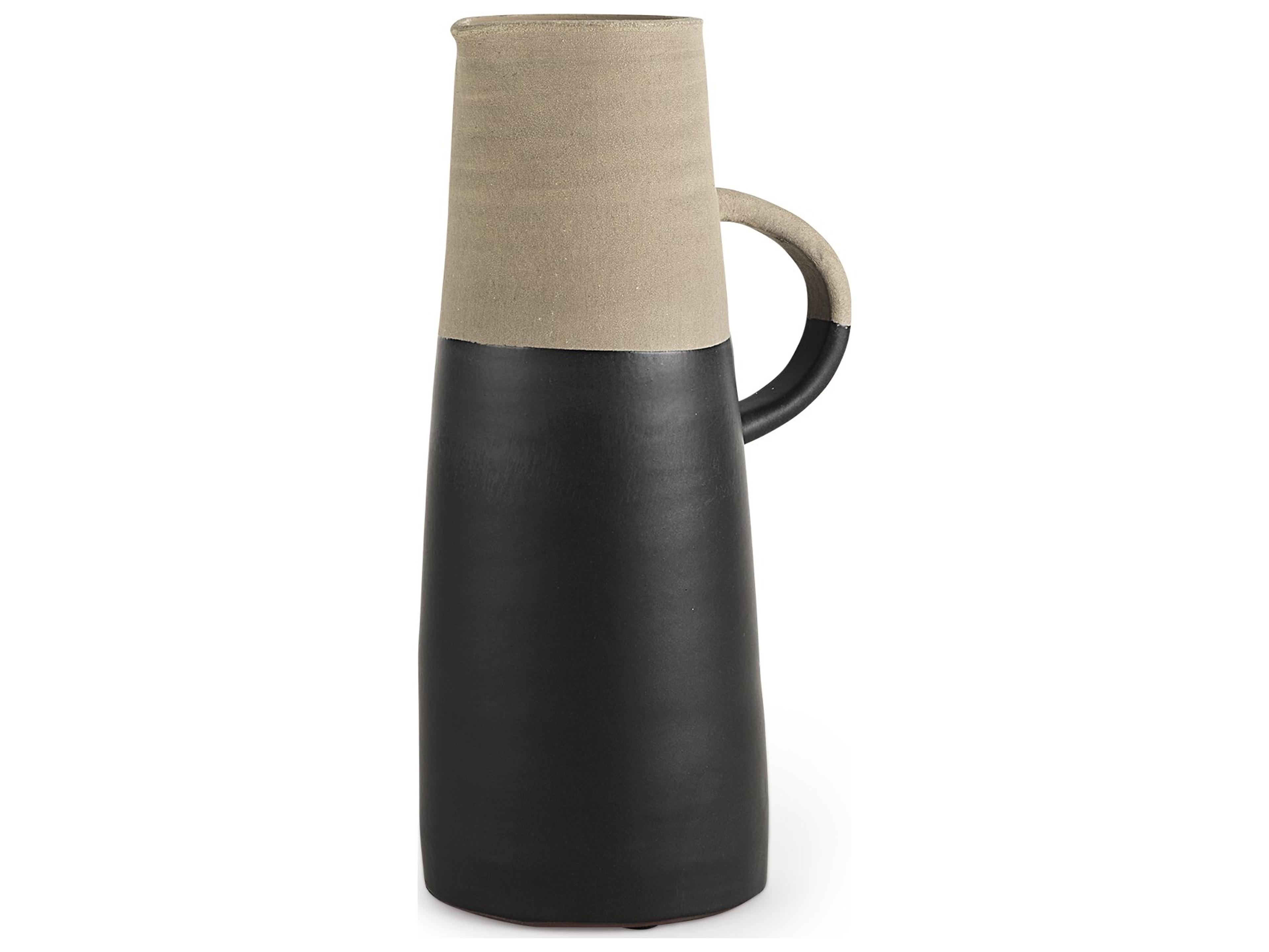 Garand Medium 15H Two-Toned Black/Natural Ceramic Jug