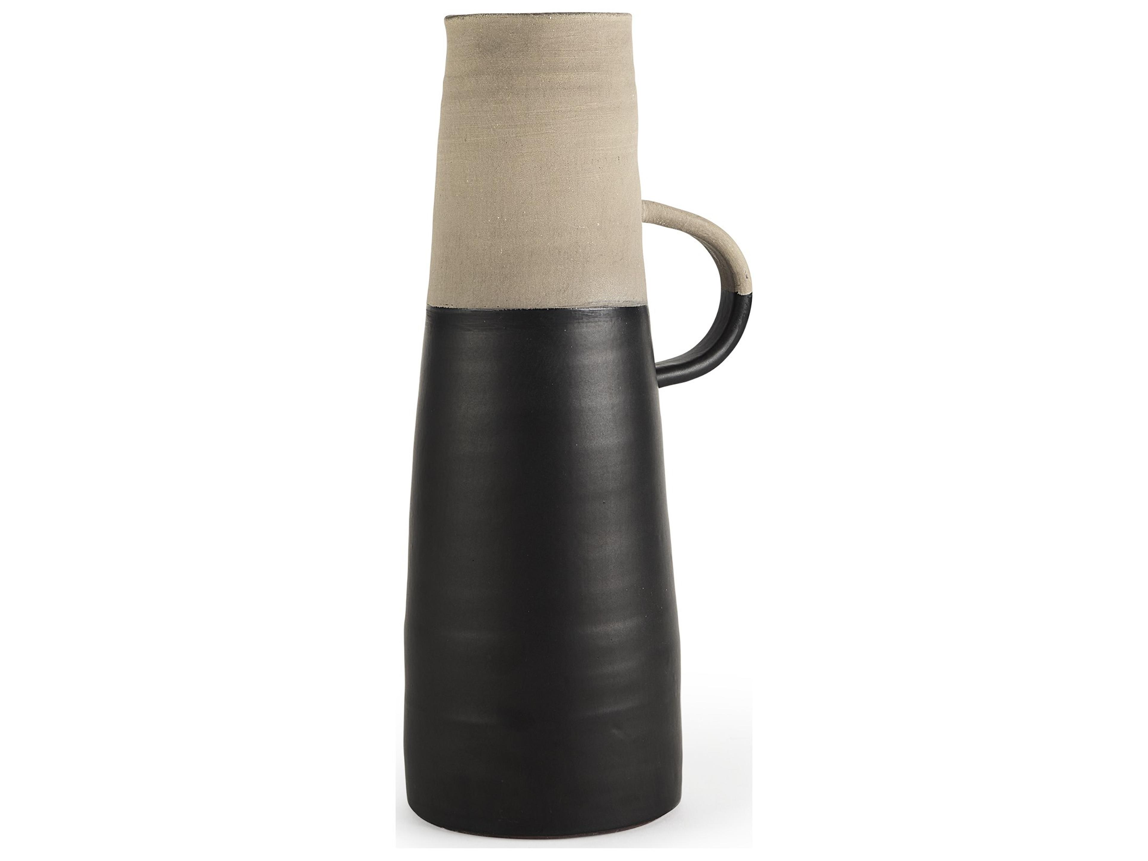 Garand Large 18.8H Two-Toned Black/Natural Ceramic Jug