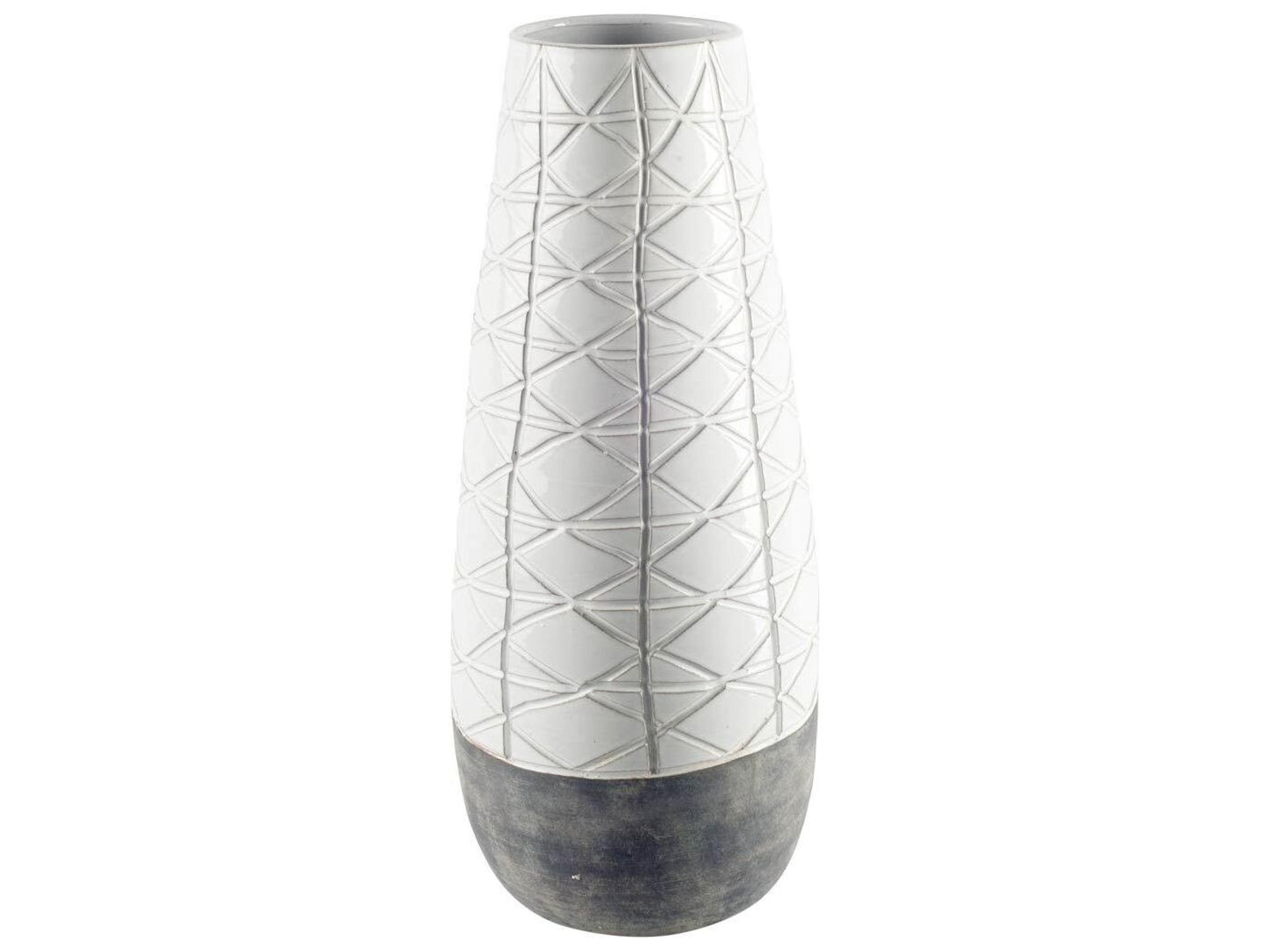 Harrier II Large Gray Ceramic Dark Base White Vase