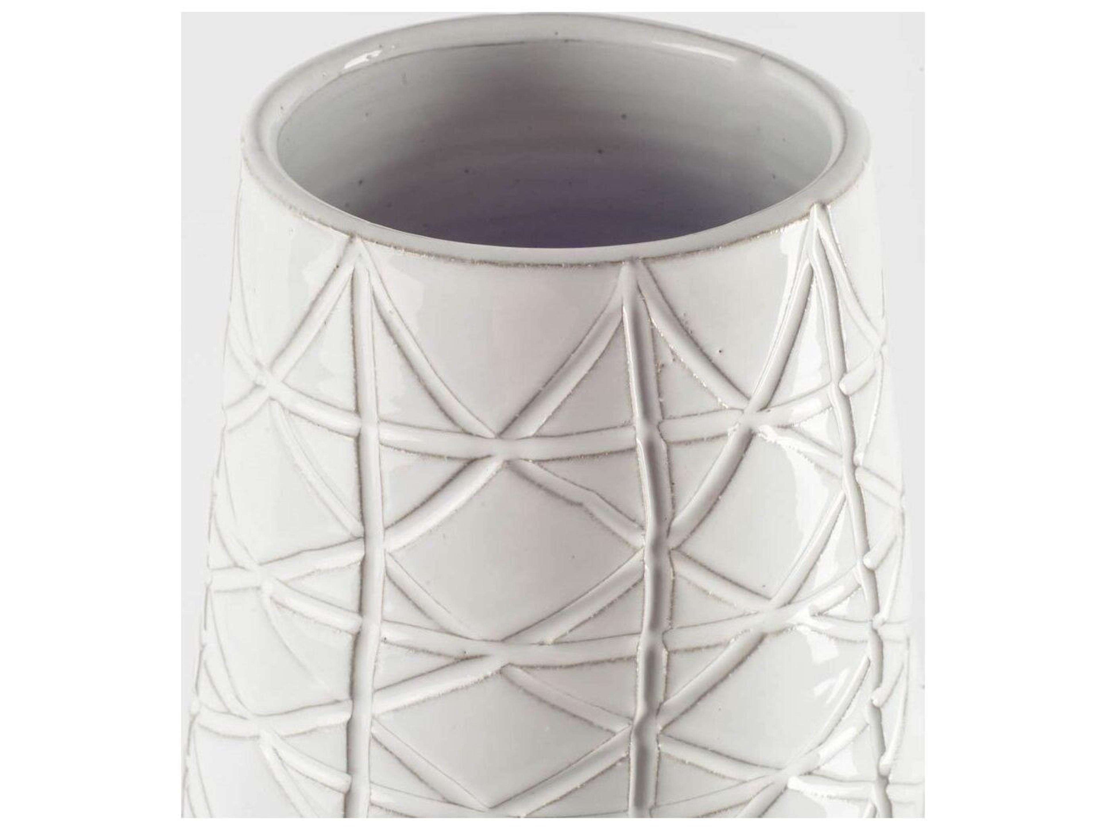 Mercana Harrier II Large Gray Ceramic Dark Base White Vase