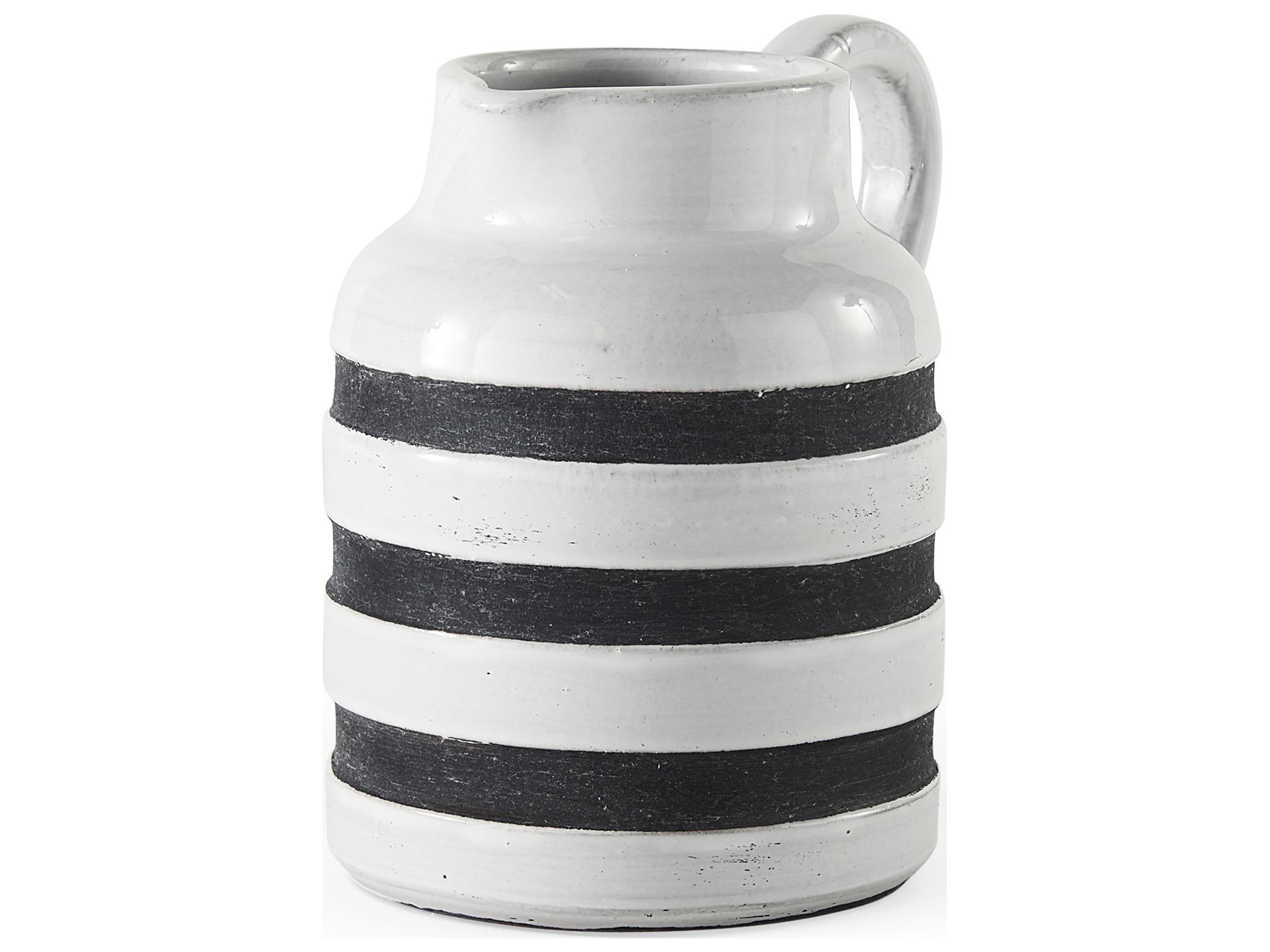 Harmon I Small White w/ Charcoal Stripes Ceramic Jug