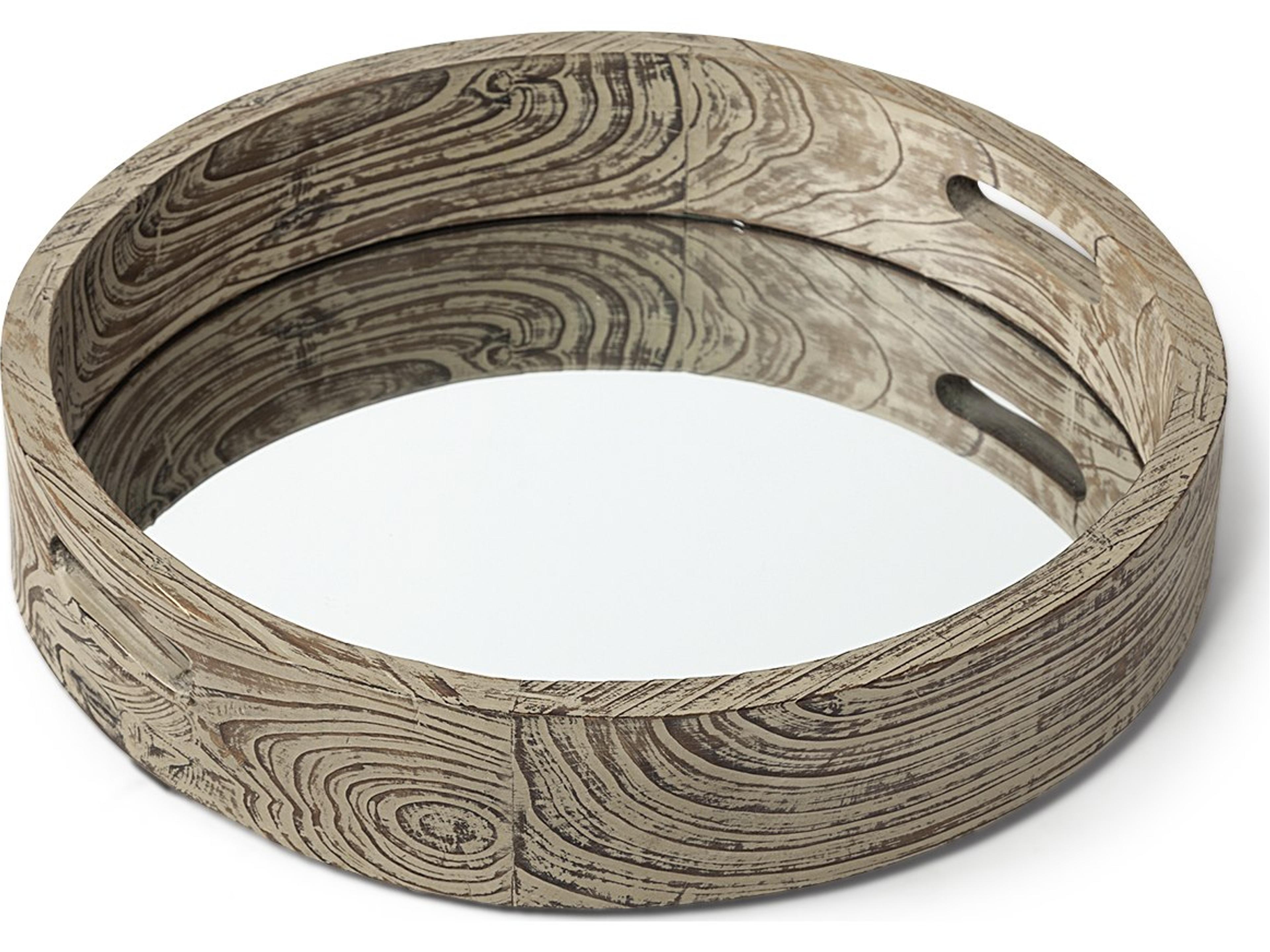 Whittier Small 20L x 20W Brown Wooden Mirrored Base Tray