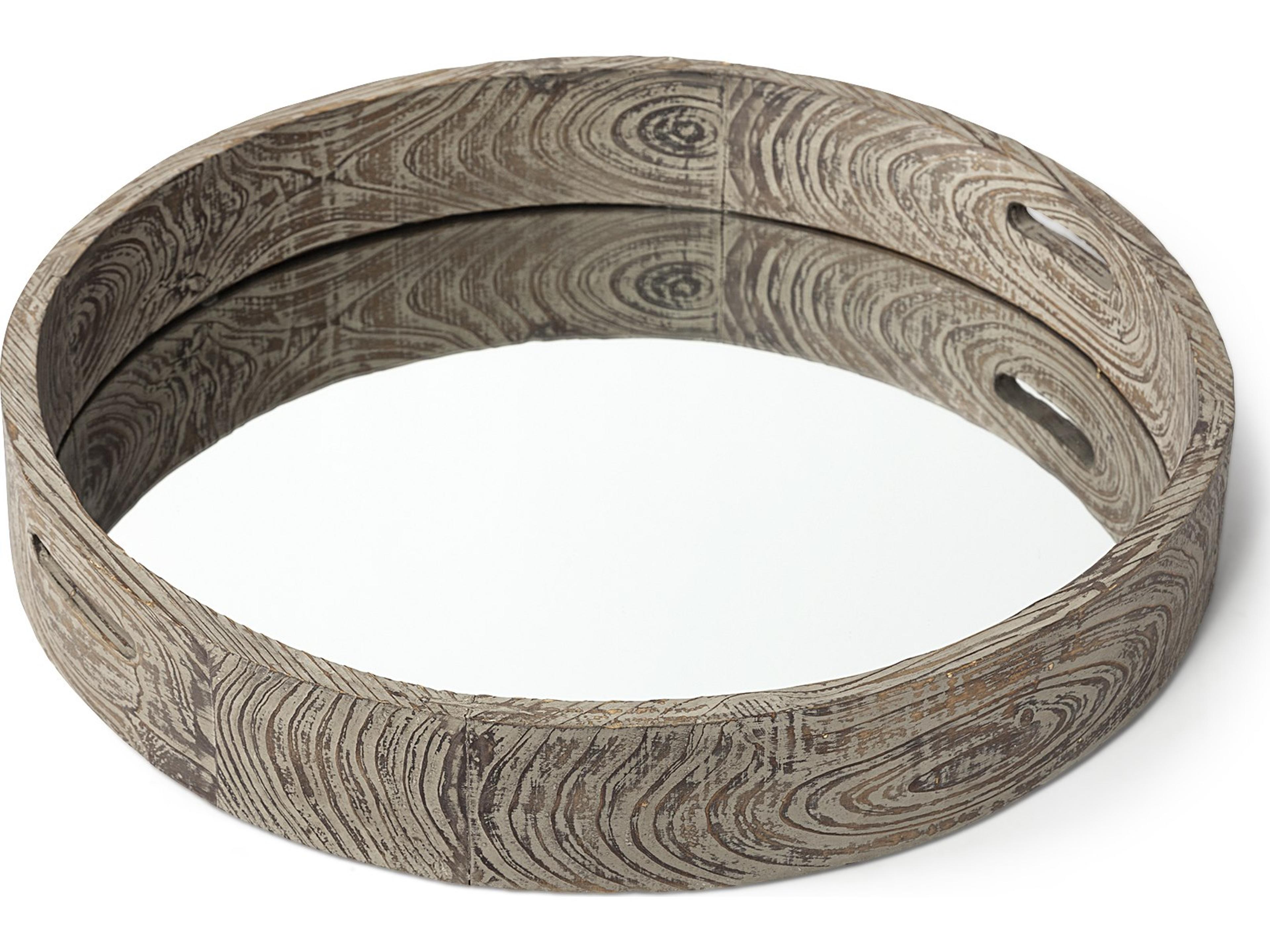 Whittier (Large) 28L x 28W Brown Wooden Mirrored Base Tray