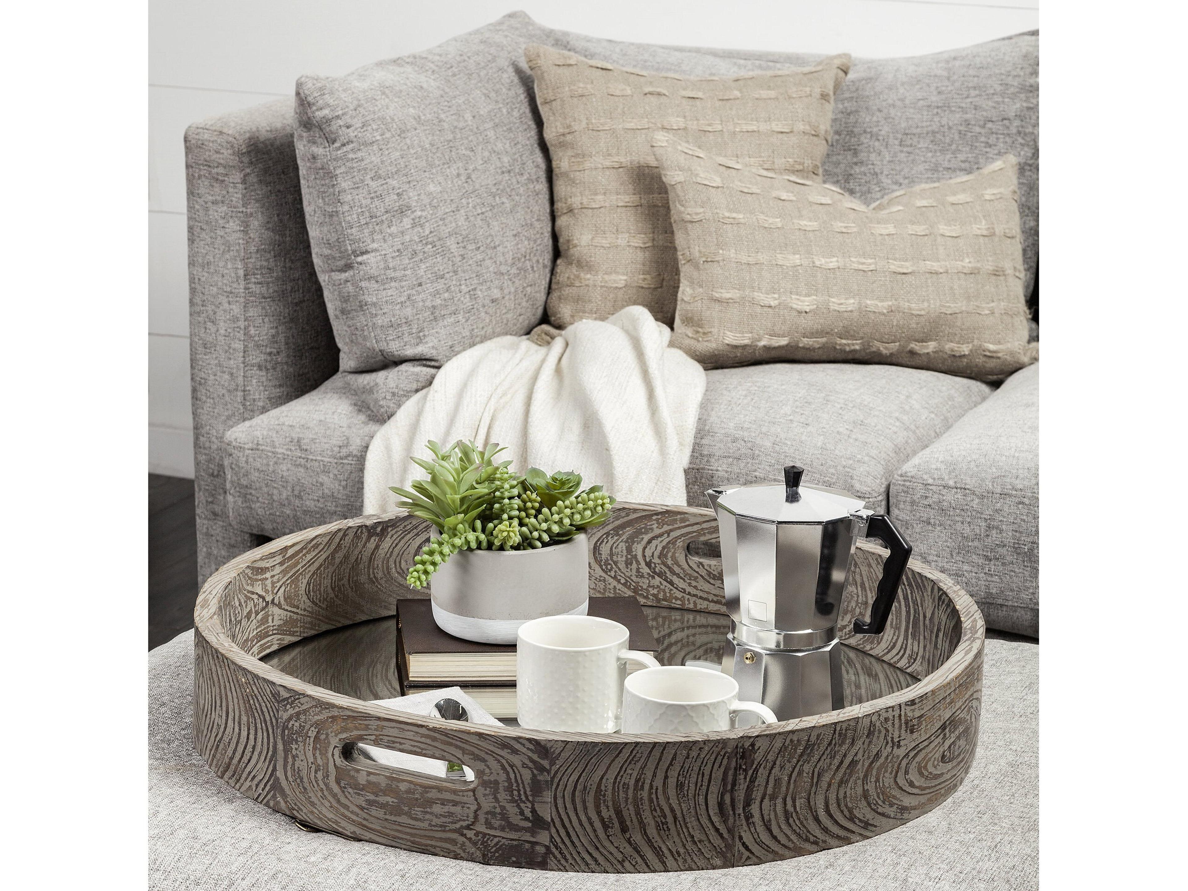 Mercana Whittier (Large) 28L x 28W Brown Wooden Mirrored Base Tray