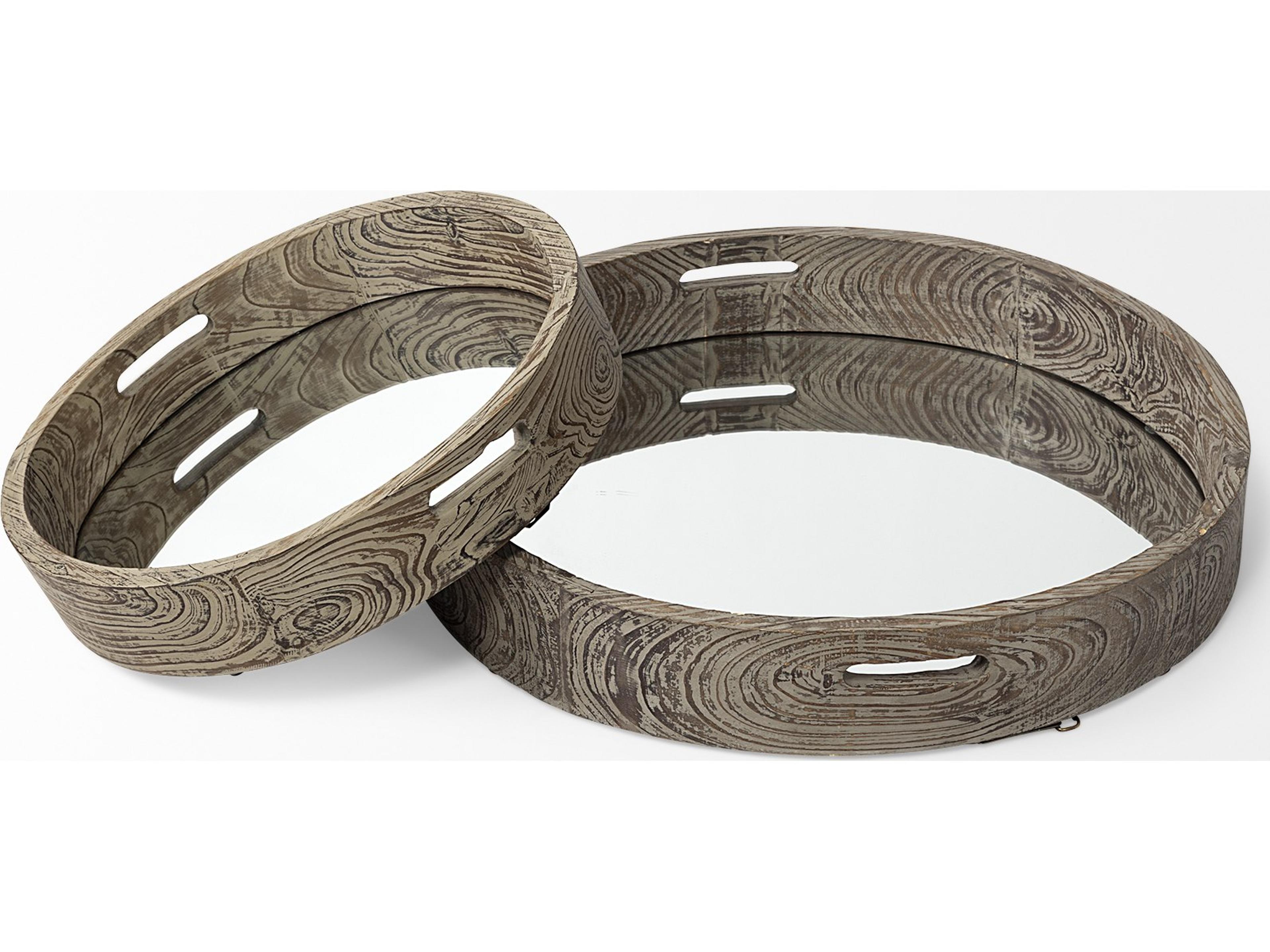 Mercana Whittier (Large) 28L x 28W Brown Wooden Mirrored Base Tray