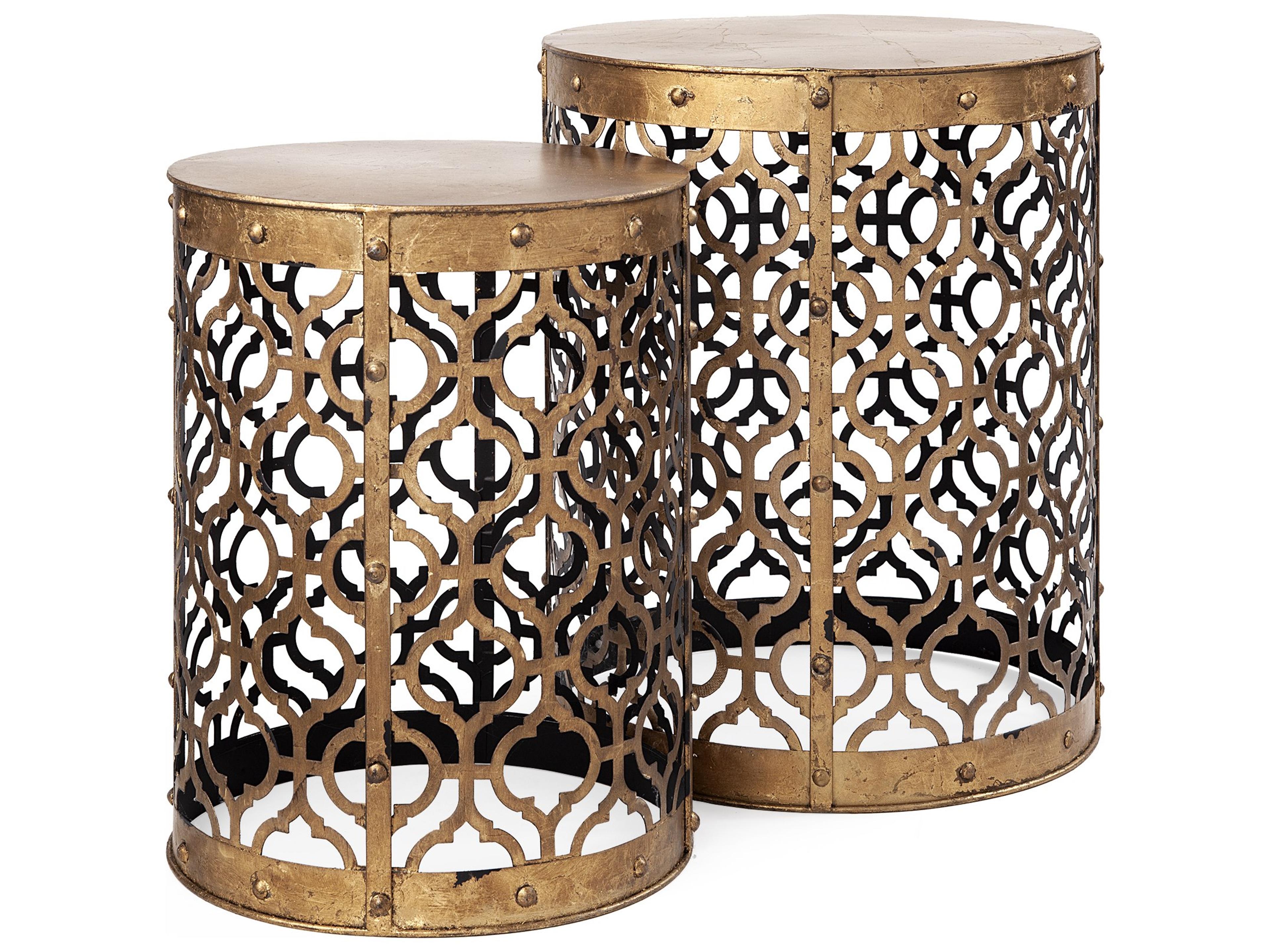 Rudebekia (Set of 2) 16L x 16W Gold Round Metal Accent Tables