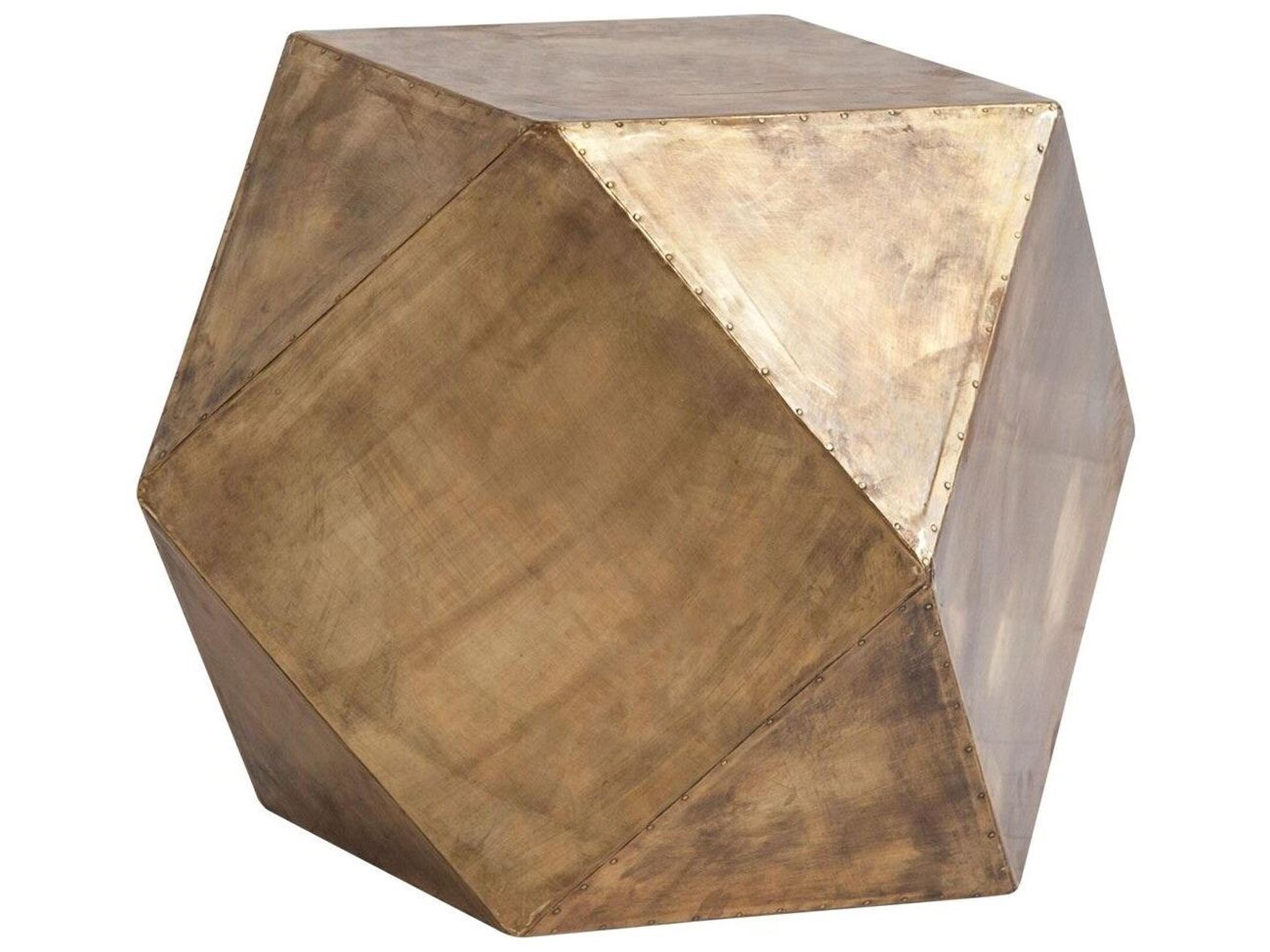 Exagoni 26" x 18.5" Hexagonal Brass Plated Hexagonal End/Side Table