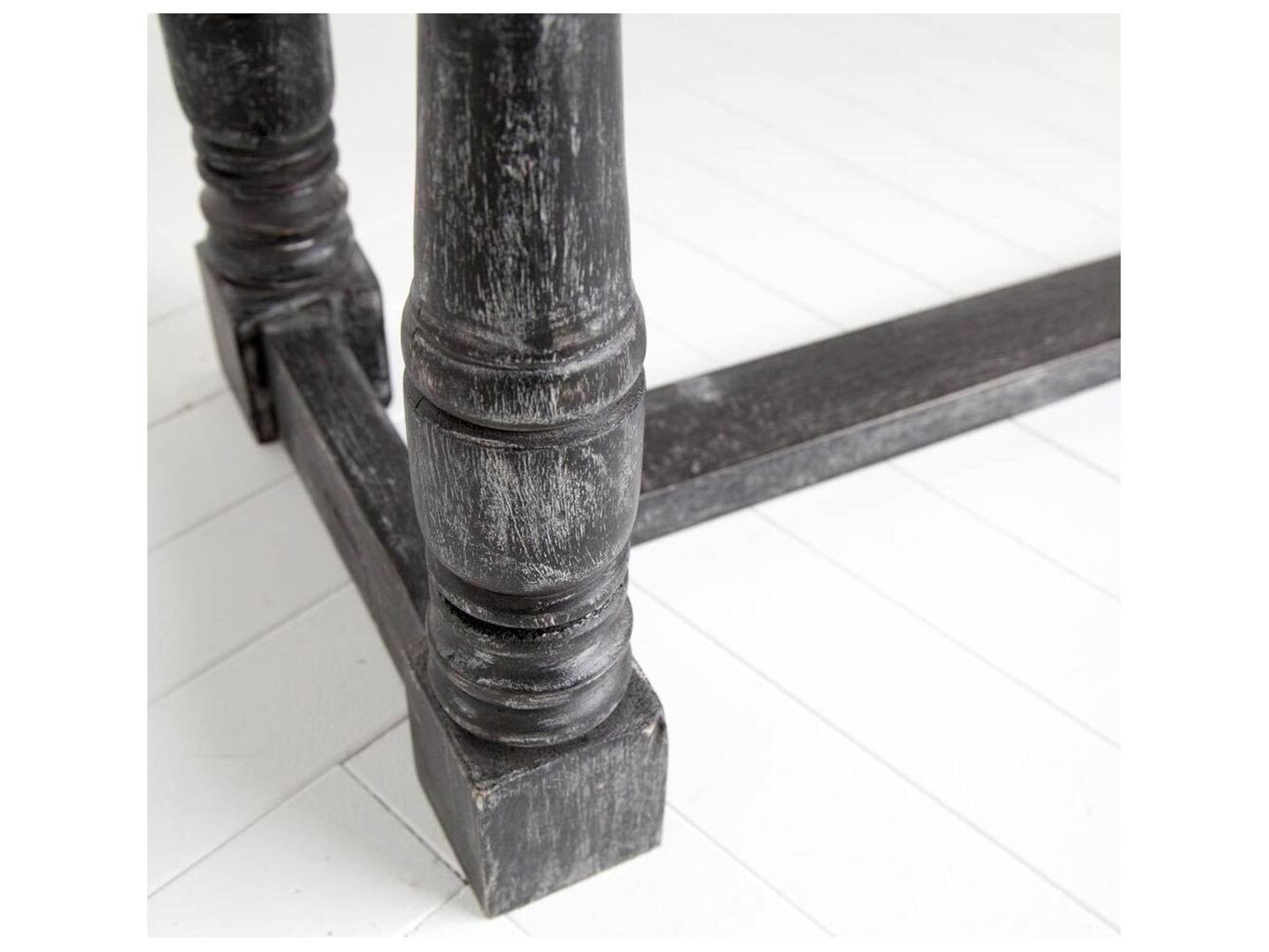 Mercana Denison 55L x 14.5W Black Beige Woven Cushion Top W Black Wood Base Accent Bench