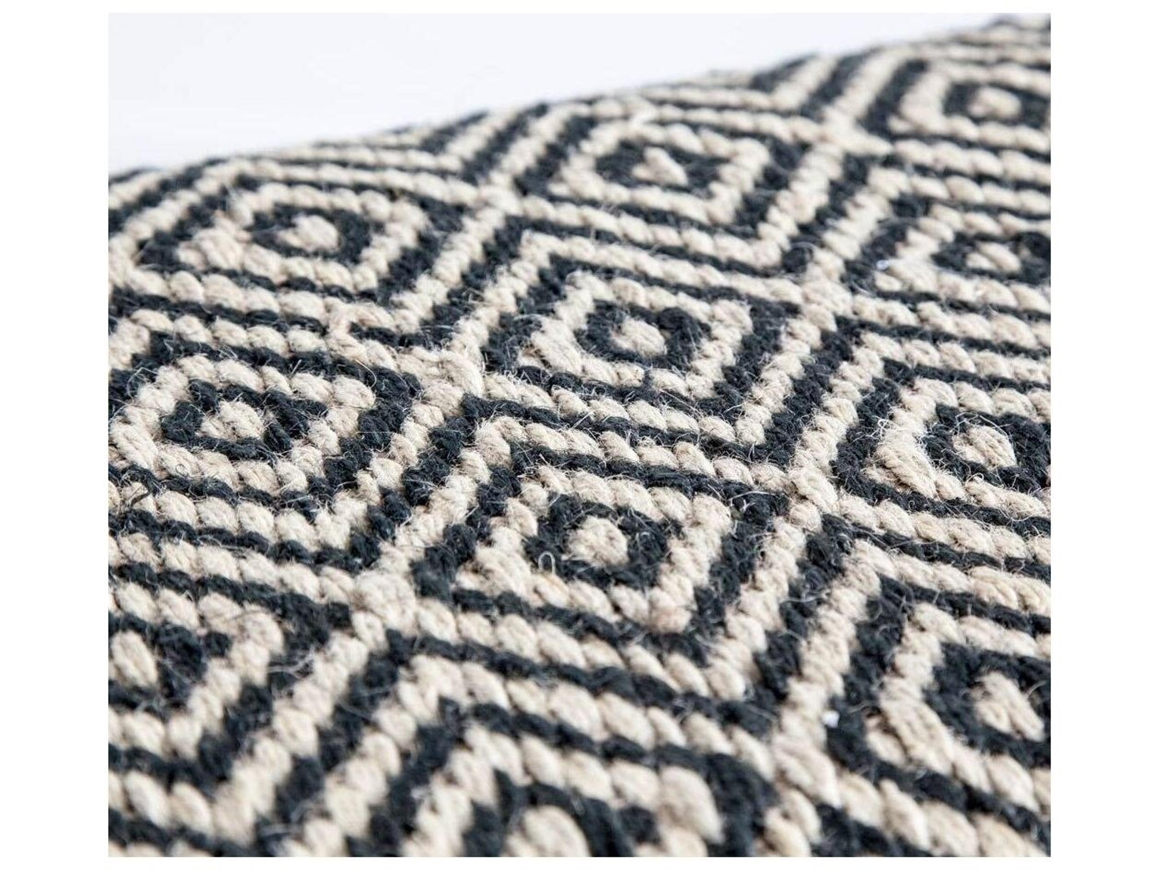 Mercana Denison 55L x 14.5W Black Beige Woven Cushion Top W Black Wood Base Accent Bench