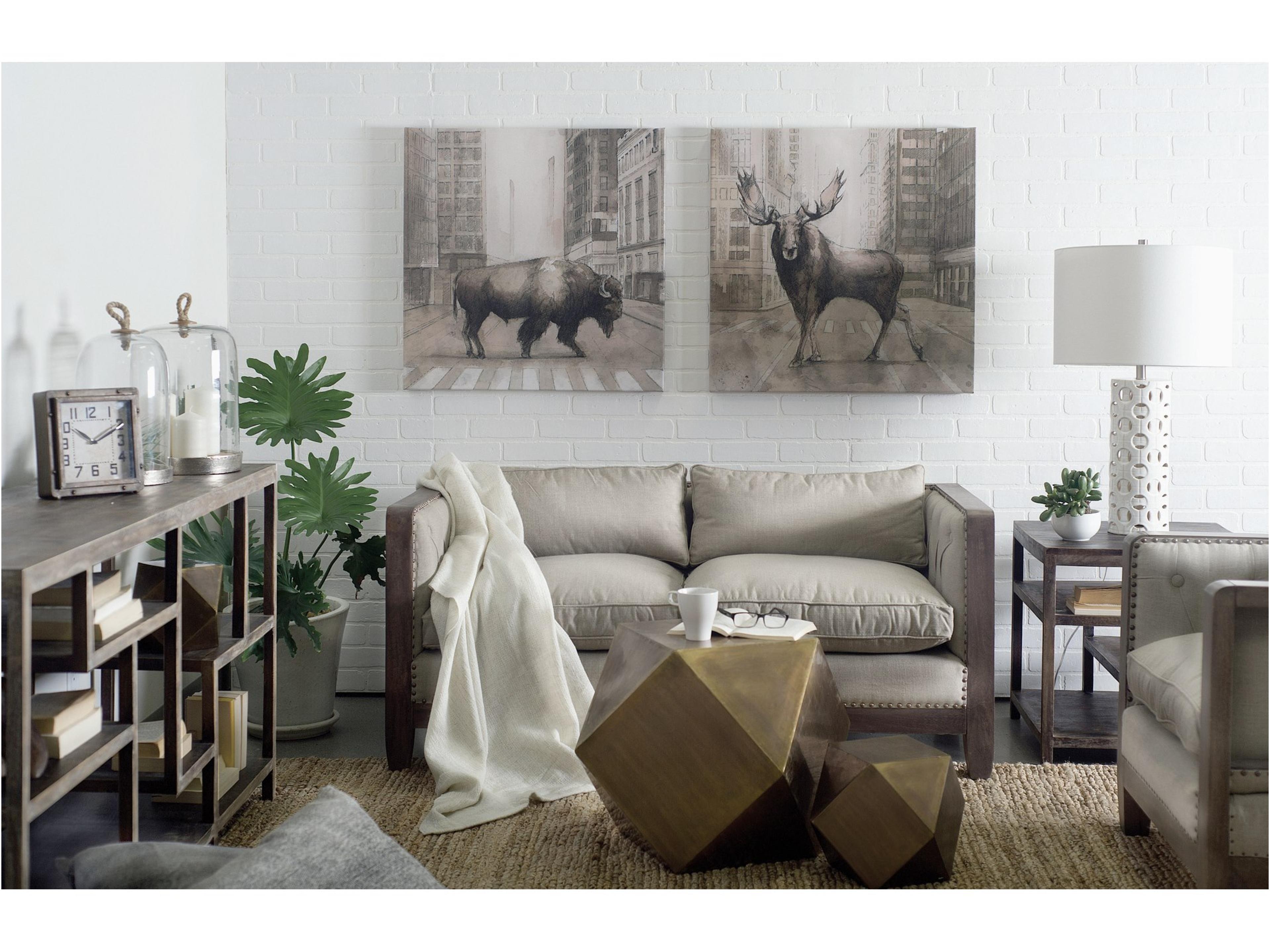 Mercana Wright II 22" x 21.9" Square Top Medium Brown Wooden Multi-Shelf End/Side Table