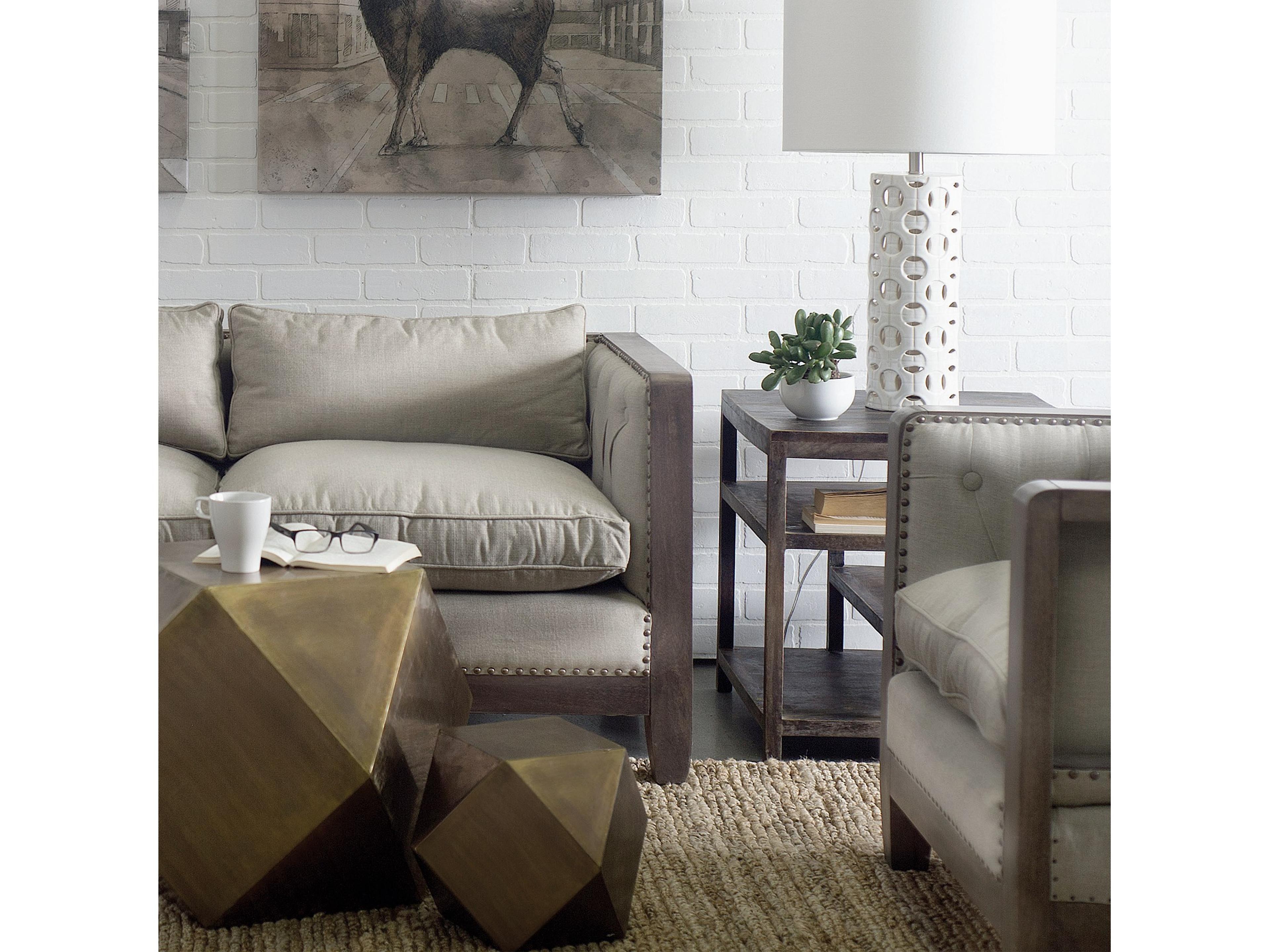 Mercana Wright II 22" x 21.9" Square Top Medium Brown Wooden Multi-Shelf End/Side Table