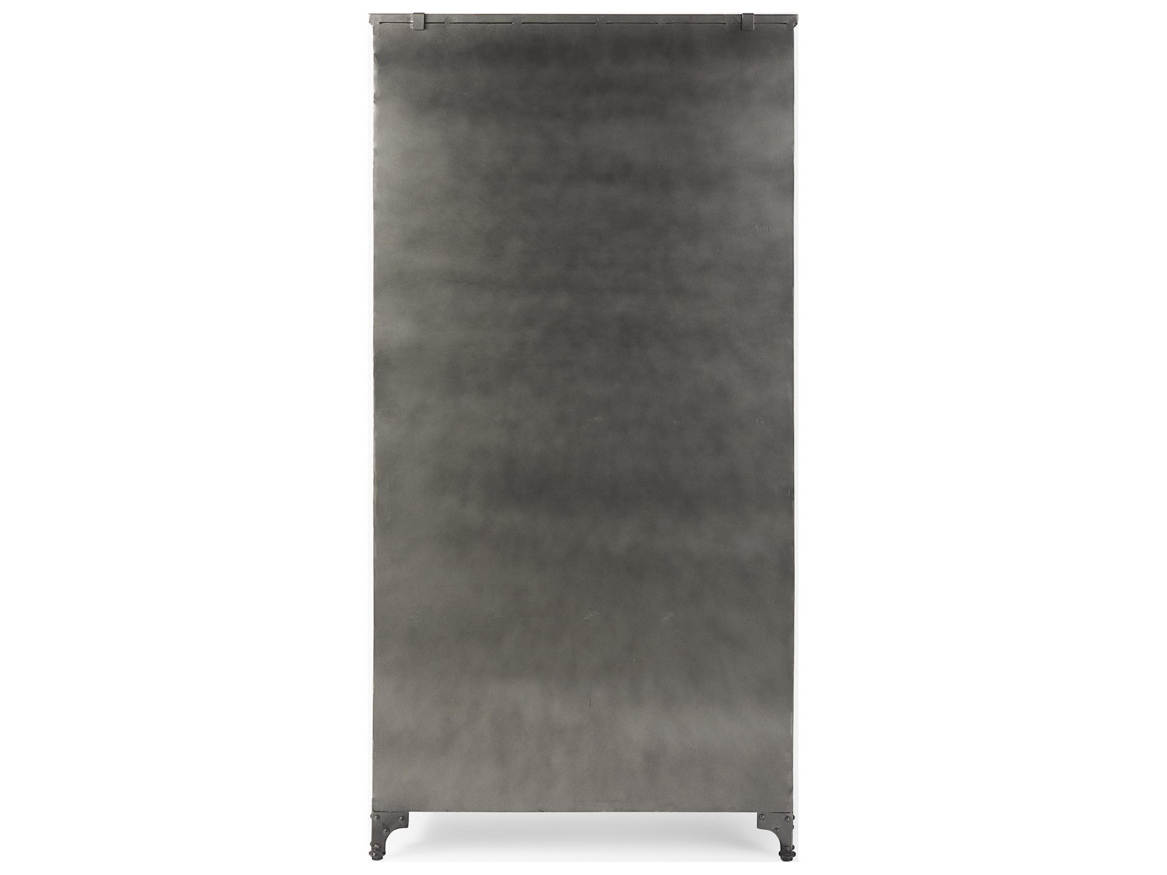 Mercana Poppy II 73.8" H Black Metal With Glass Door Display Cabinet