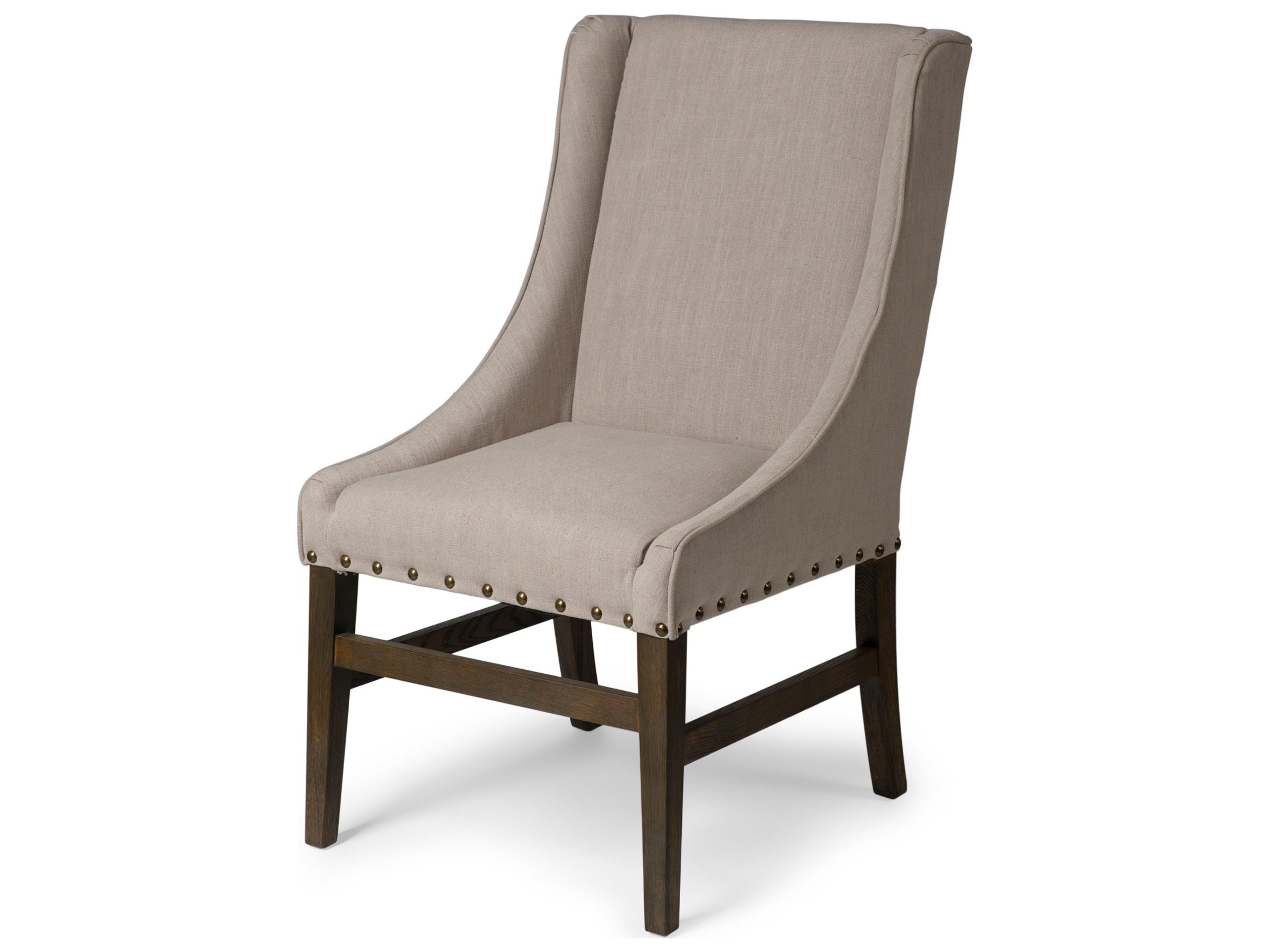 Kensington I Beige Fabric and Solid Wood Dining Chair