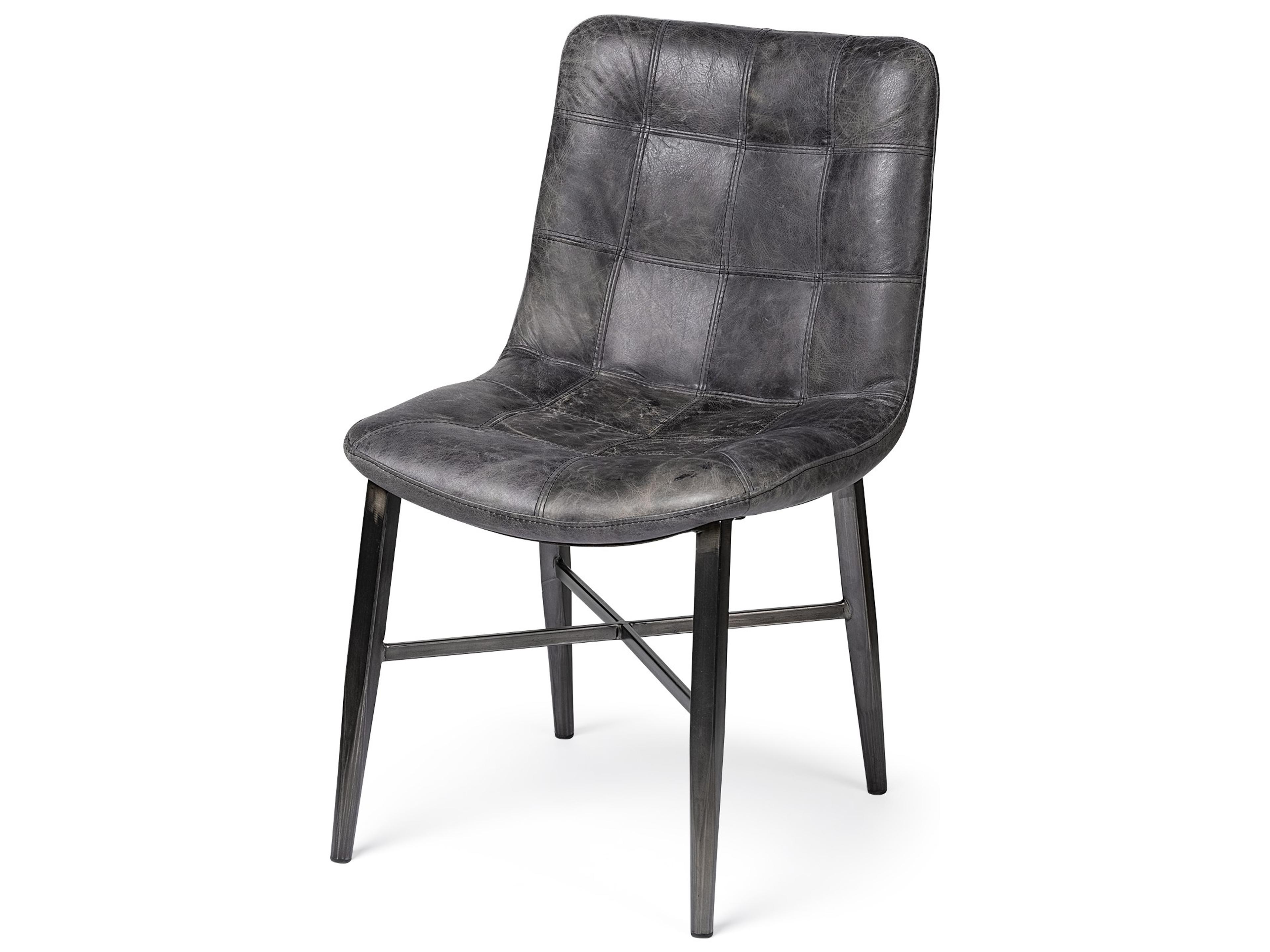 Mercana Horsdal Black Genuine Leather Seat w/ Black Metal Frame Dining Chair