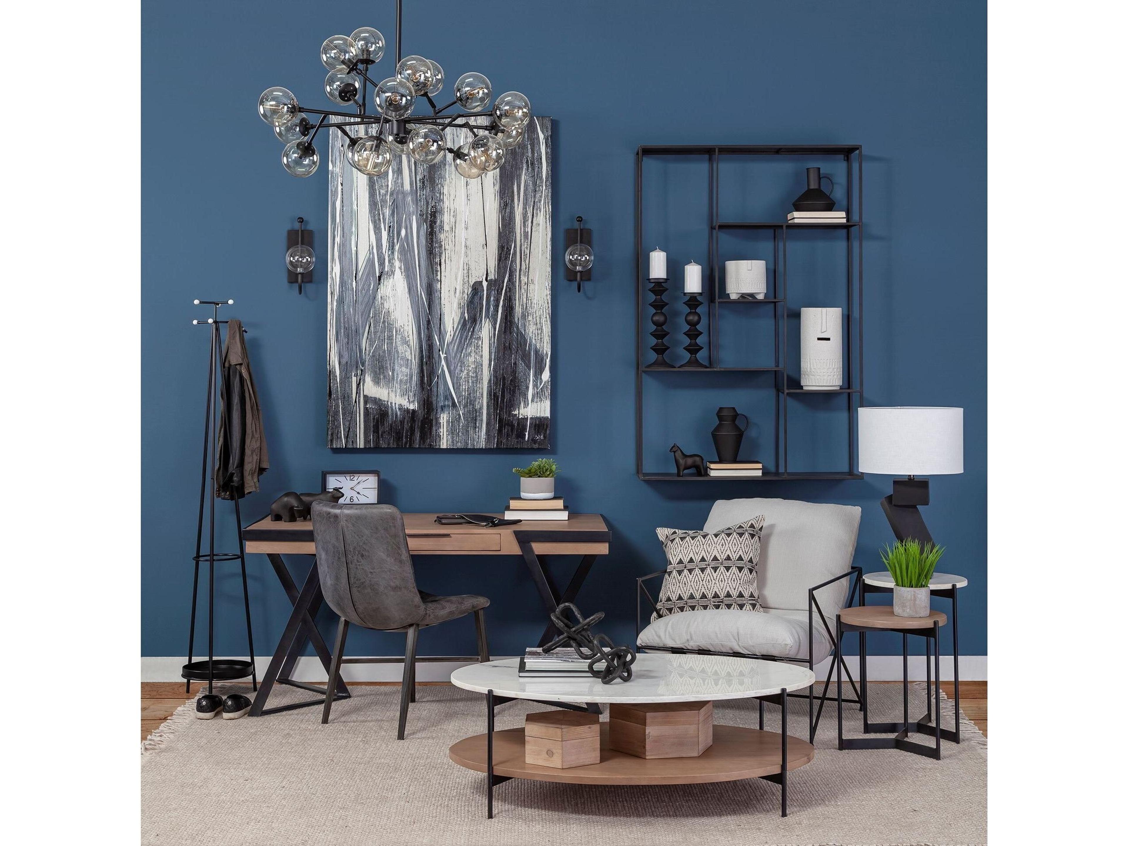 Mercana Horsdal Black Genuine Leather Seat w/ Black Metal Frame Dining Chair