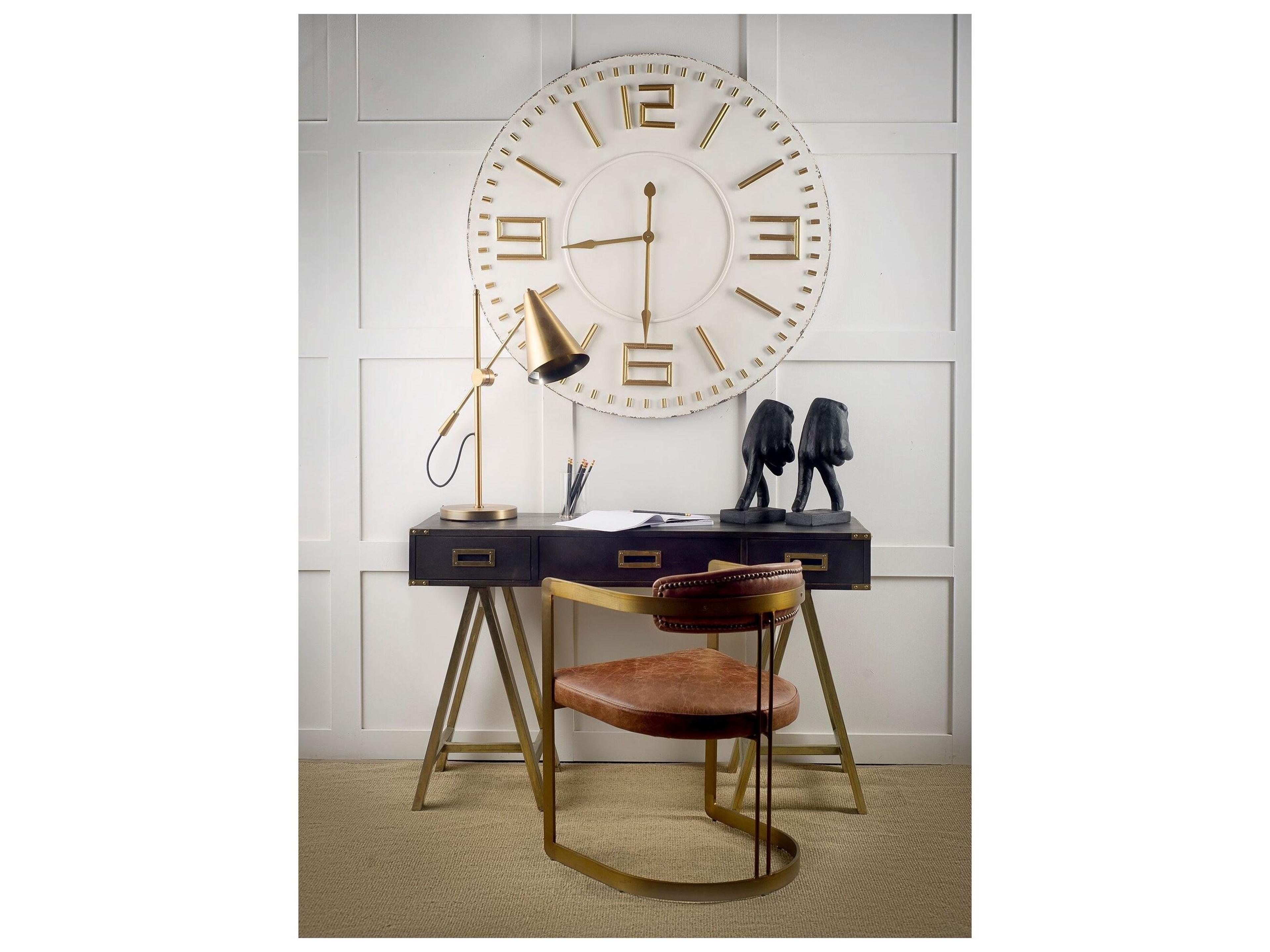 Mercana Hollyfield I Brown Leather Seat Gold Iron Frame Dining Chair