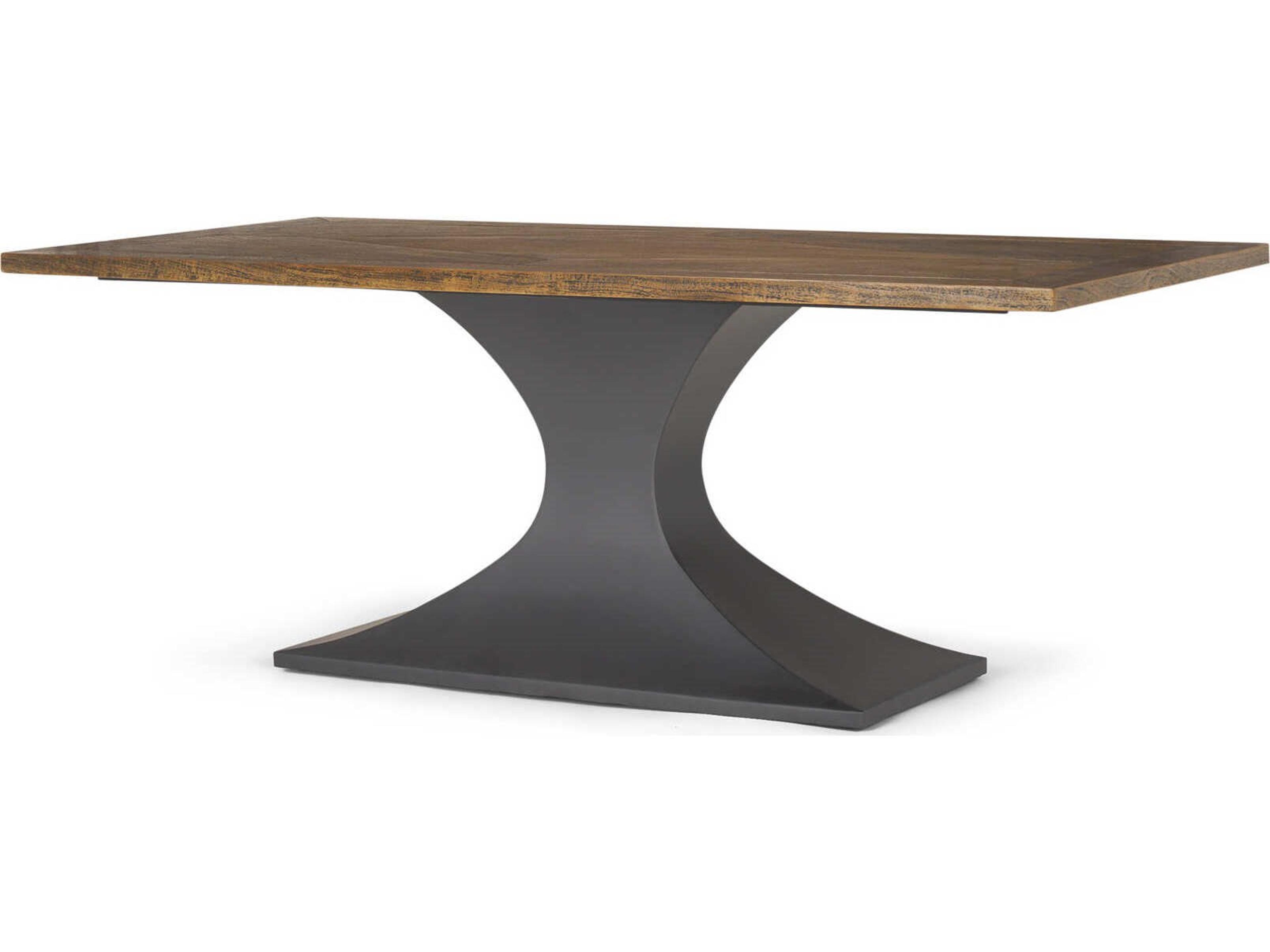 Maxton II 79x39 Rectangular Brown Solid Wood Top Dark Gunmetal Base Dining Table
