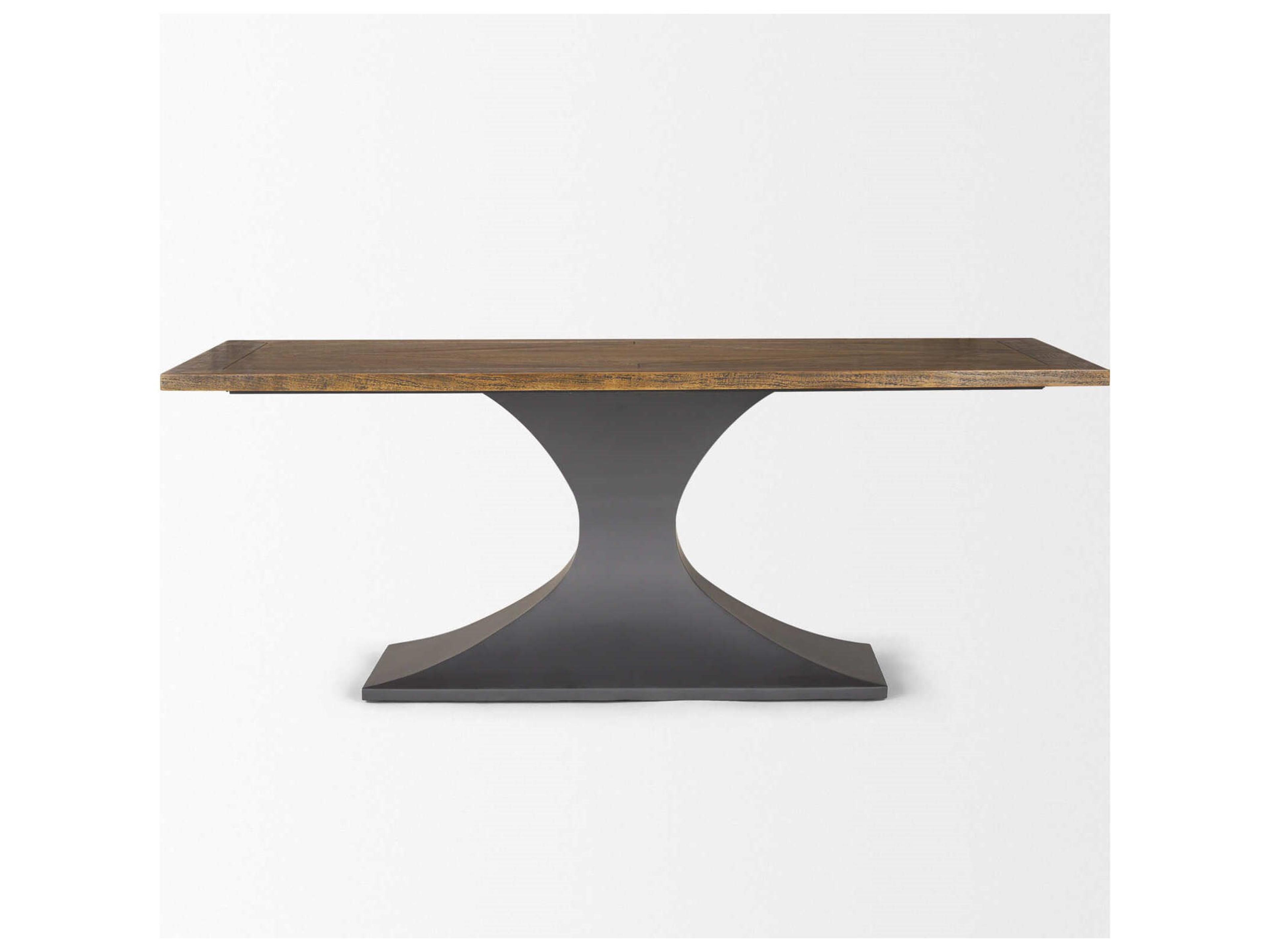 Mercana Maxton II 79x39 Rectangular Brown Solid Wood Top Dark Gunmetal Base Dining Table