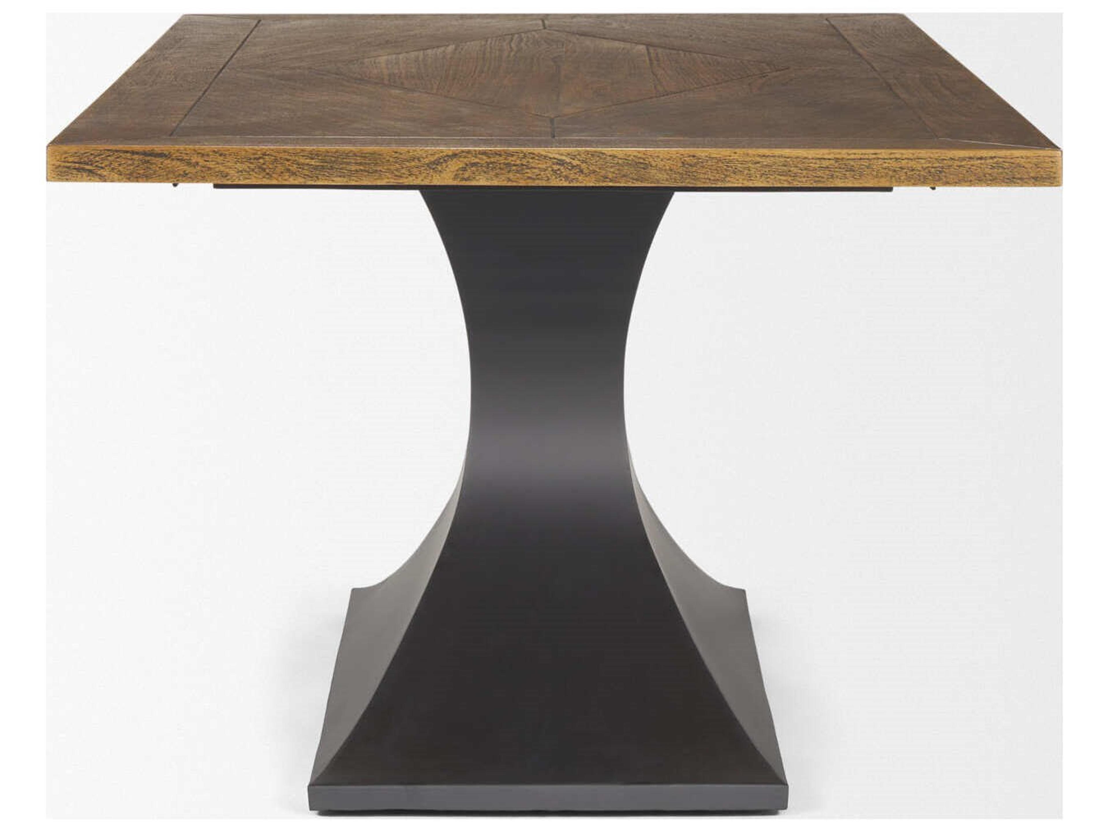 Mercana Maxton II 79x39 Rectangular Brown Solid Wood Top Dark Gunmetal Base Dining Table