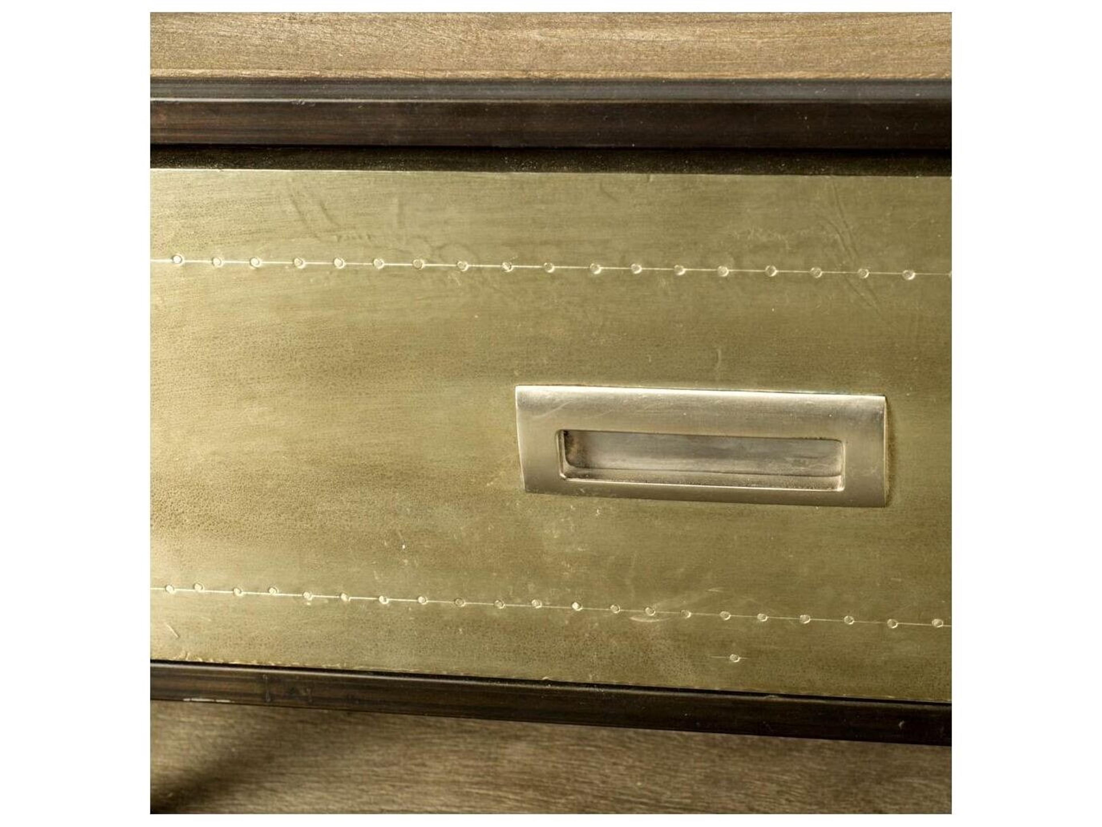 Mercana Farrow 72.5L x 14W x 20H Brass Wood and Metal TV Stand Media Console with Storage, TV up to 83"