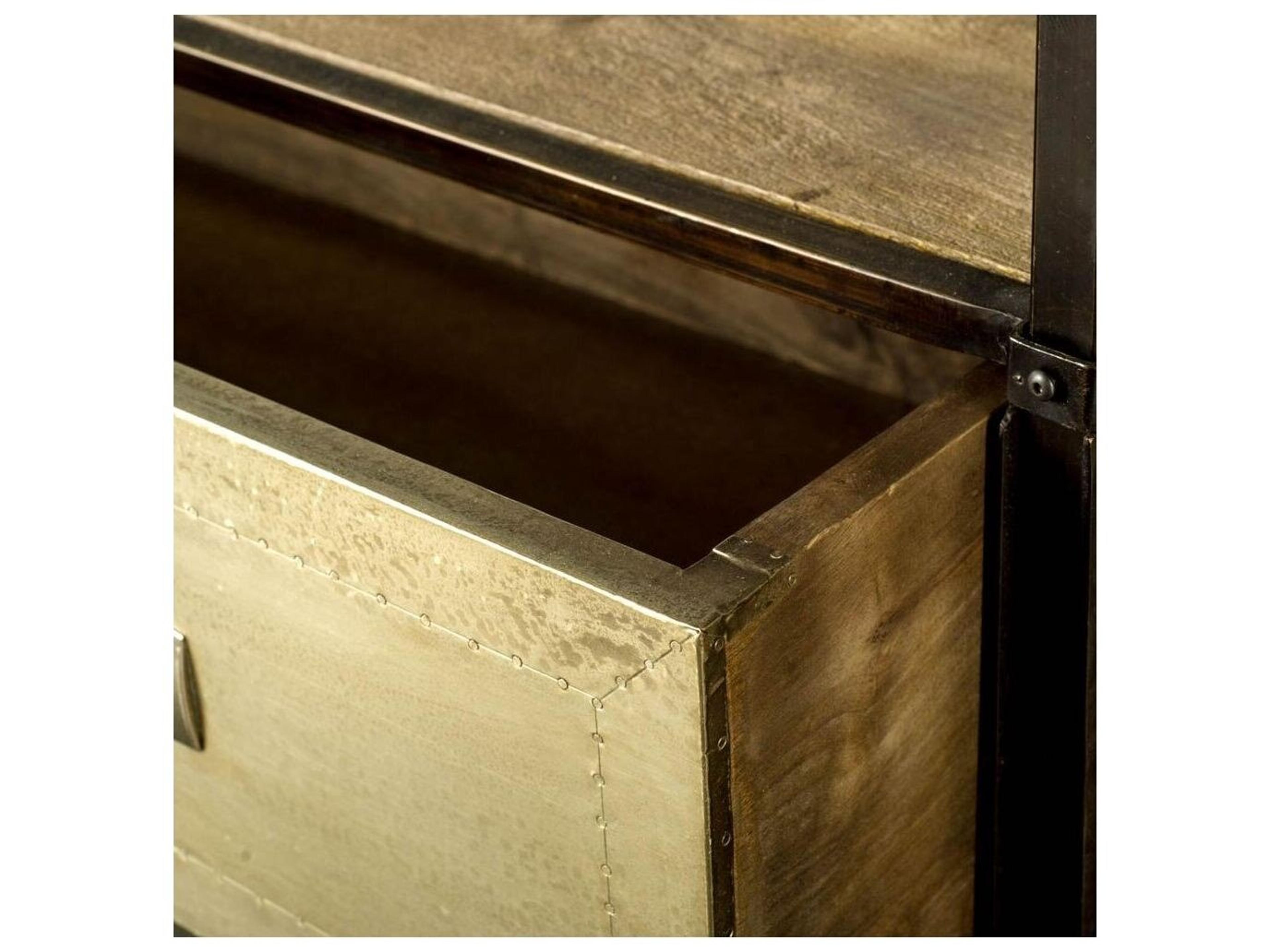 Mercana Farrow 72.5L x 14W x 20H Brass Wood and Metal TV Stand Media Console with Storage, TV up to 83"