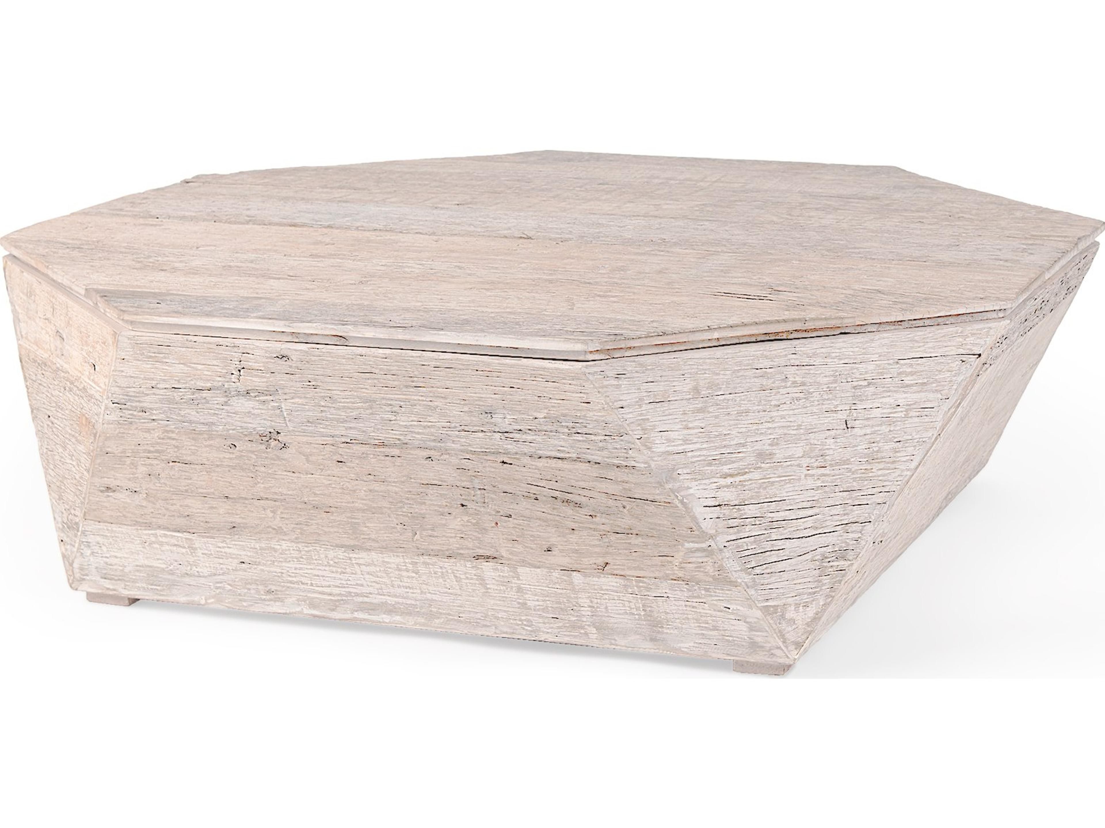 Esagono Octagonal Reclaimed Wood Coffee Table w/ Storage