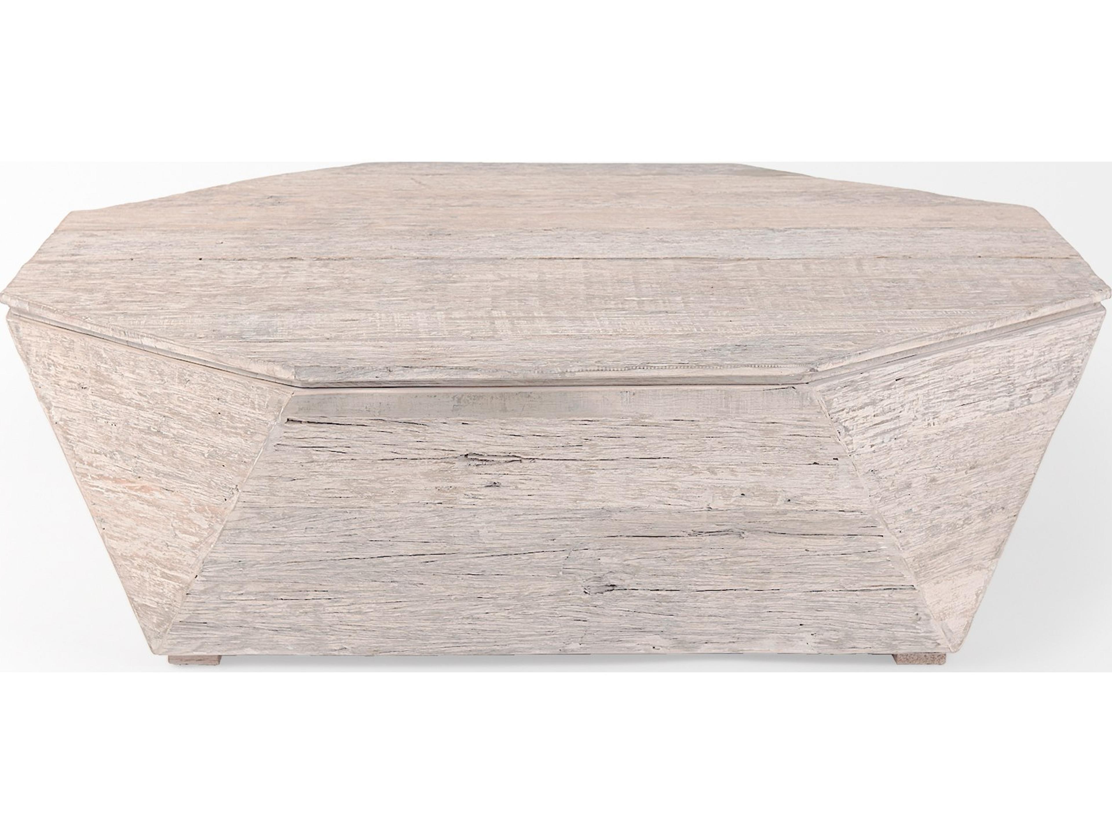 Mercana Esagono Octagonal Reclaimed Wood Coffee Table w/ Storage