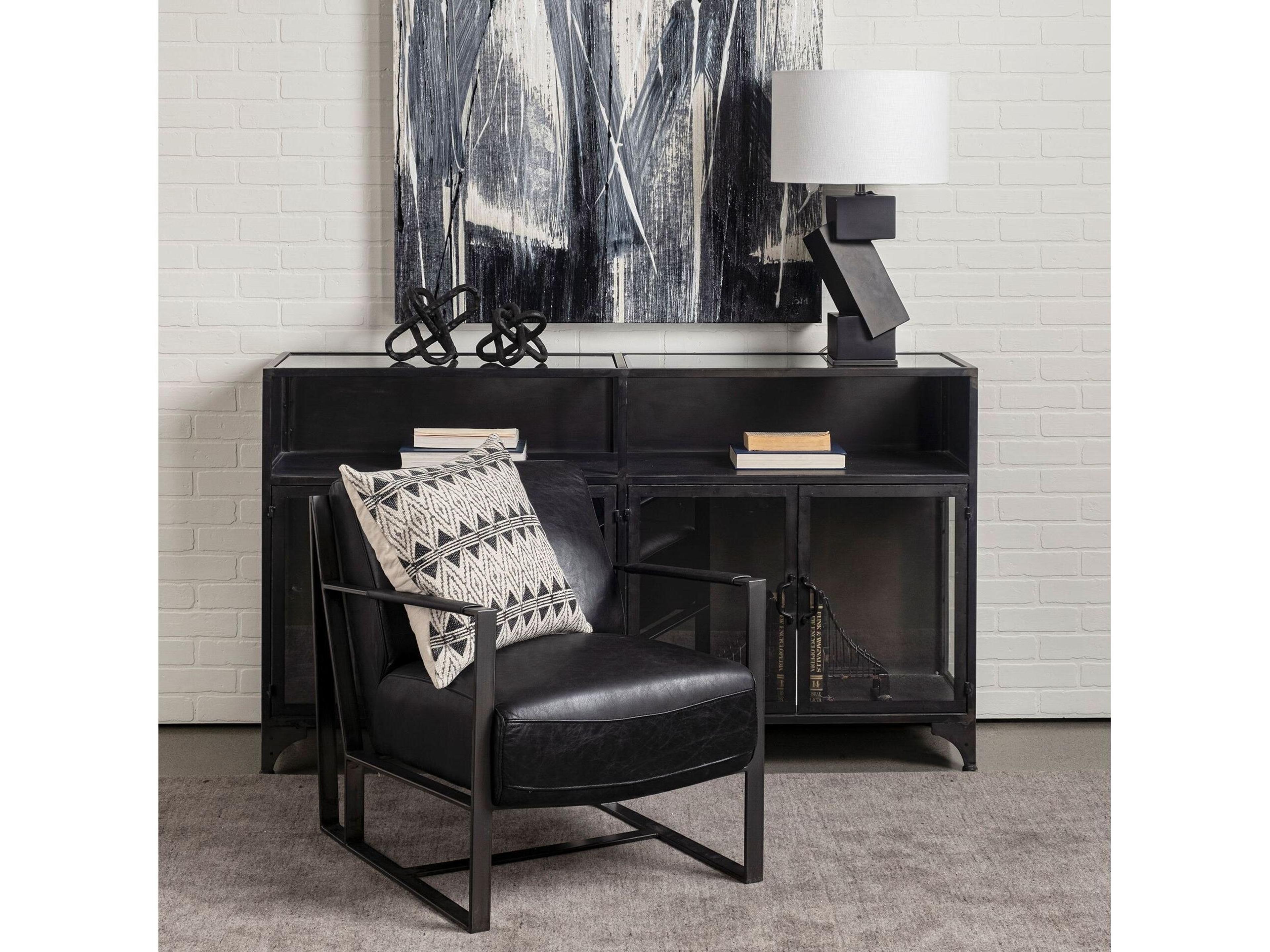 Mercana Pender 63" L Black Metal Glass Door Display Cabinet