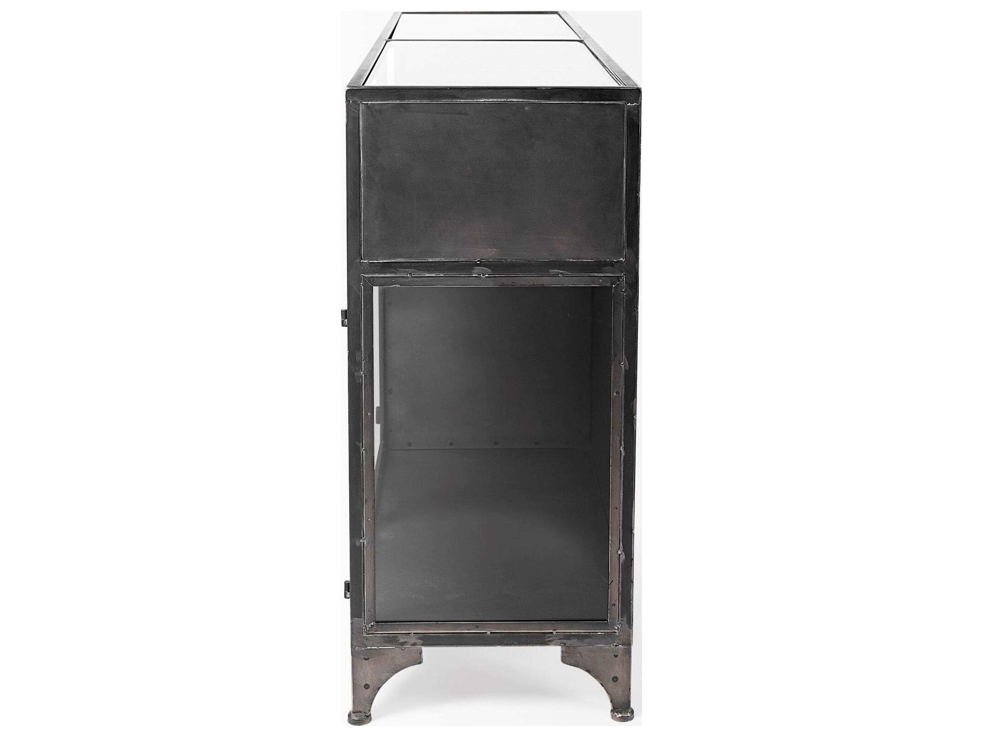 Mercana Pender 63" L Black Metal Glass Door Display Cabinet