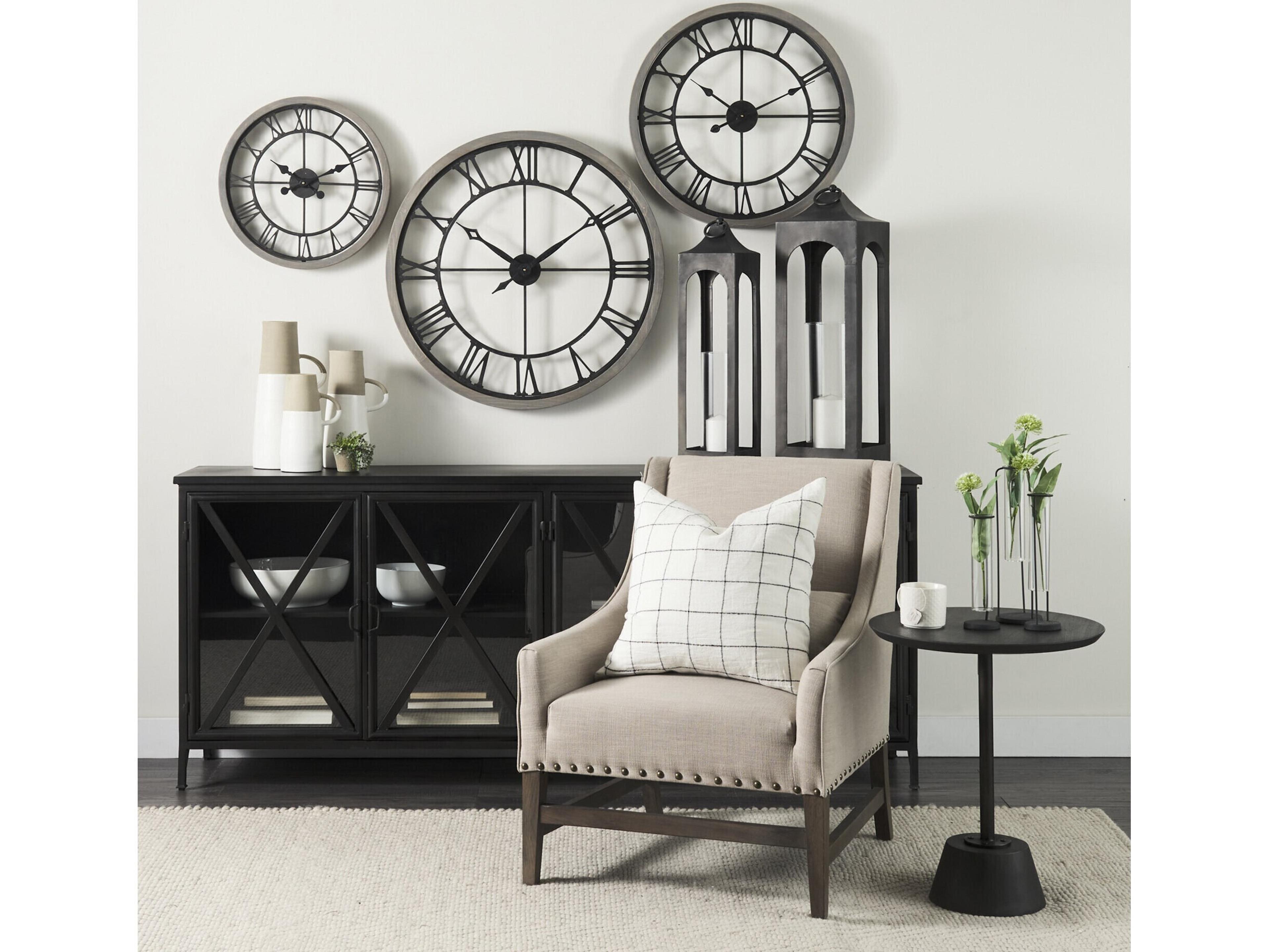 Mercana Poppy I 79x16 Black Metal With  Glass Door Sideboard