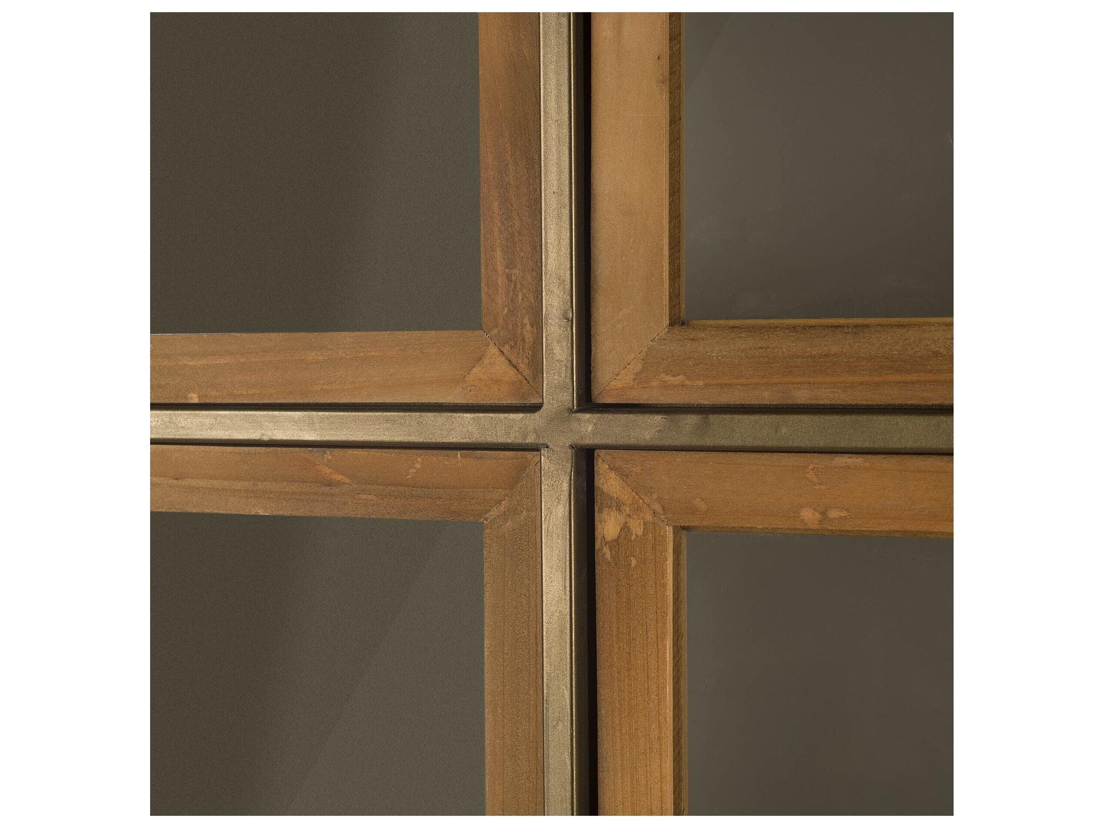 Mercana Pandora I 74" H Brown Wood and Metal Glass Door Display Cabinet