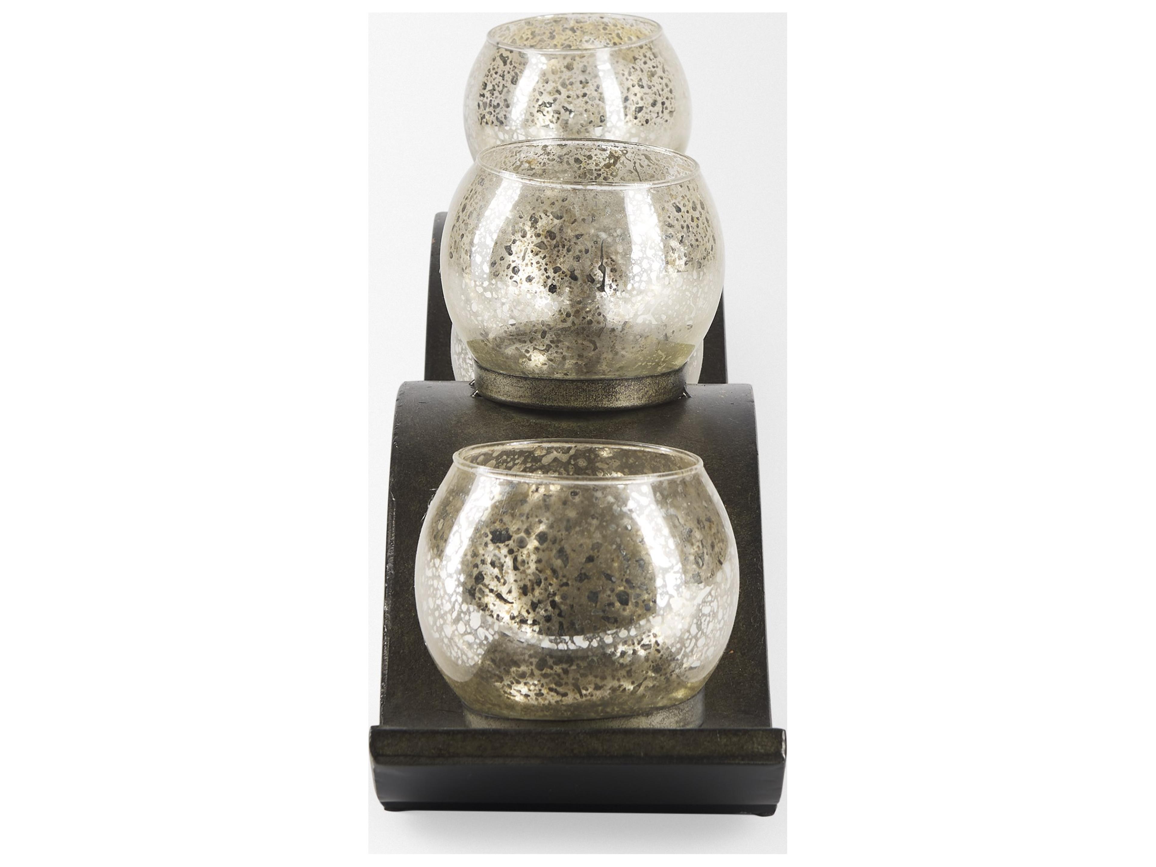 Mercana Lux Copper Metal Five Hurricane Glass Holder Table Candle Holder