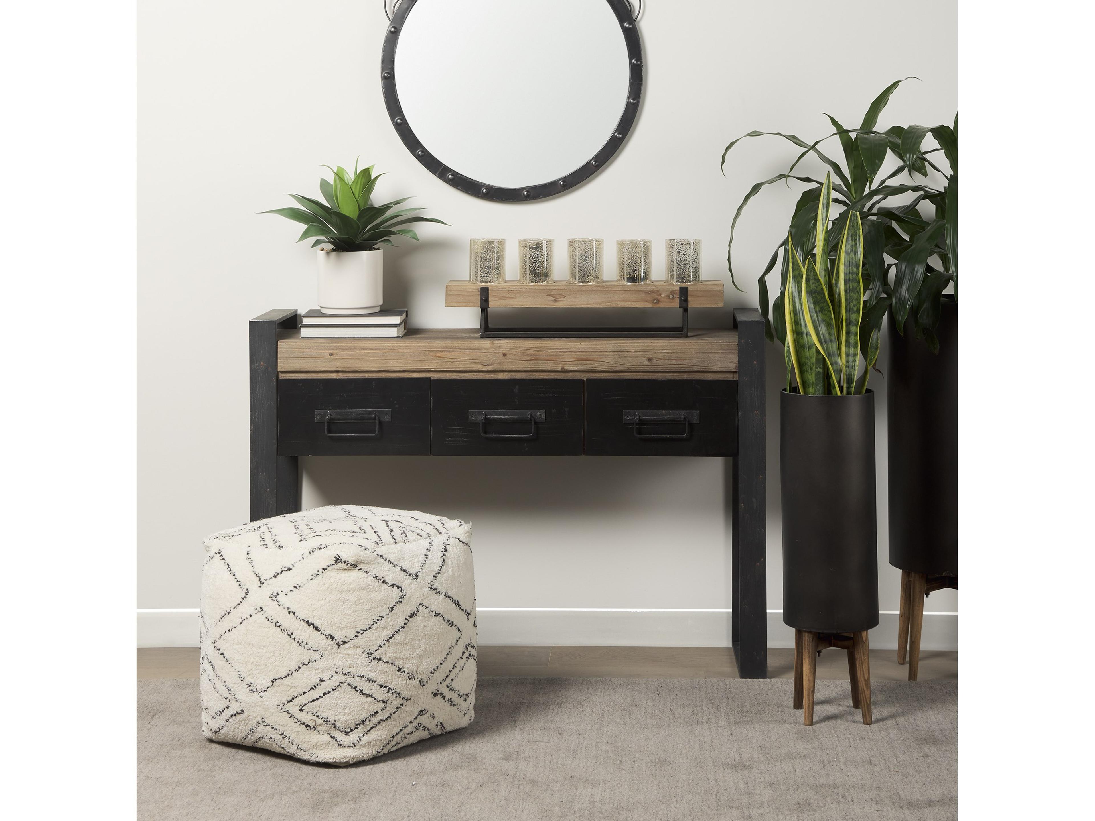 Mercana Benk Wood and Black Metal Five Cup Candle Holder