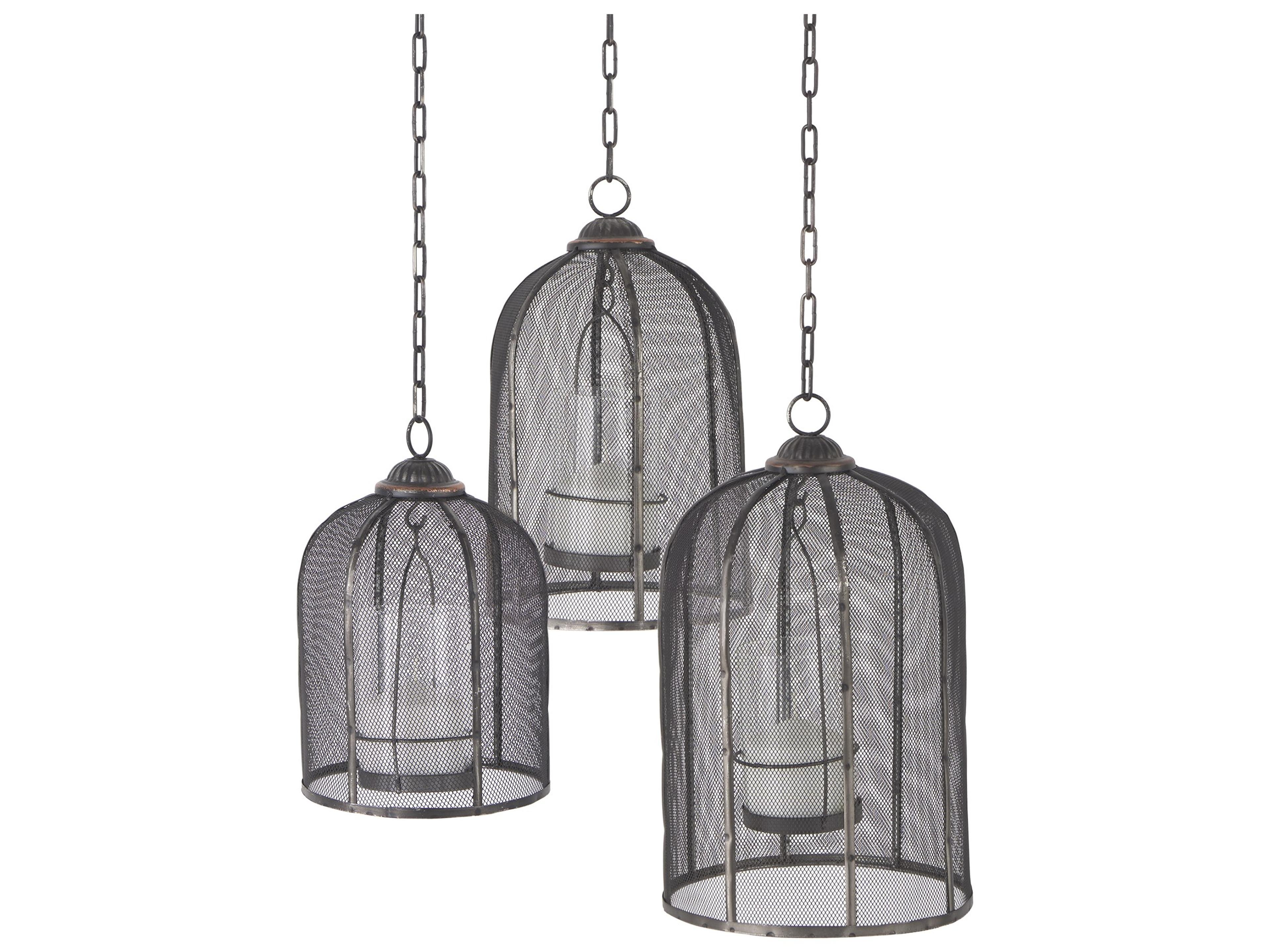 Mercana Jutland Set of Three Black Metal Bird Cage Candle Holder Lanterns