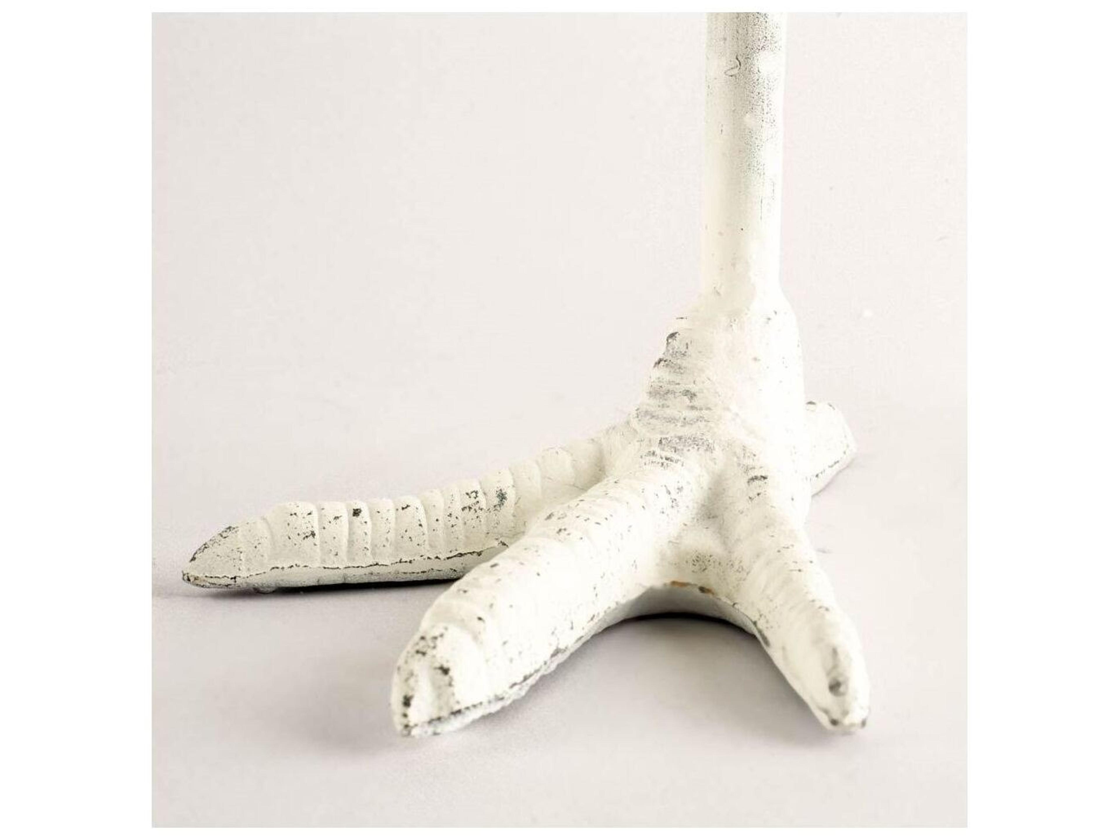 Mercana Daffy II Tall White Cast Iron Chicken Foot Table Candle Holder