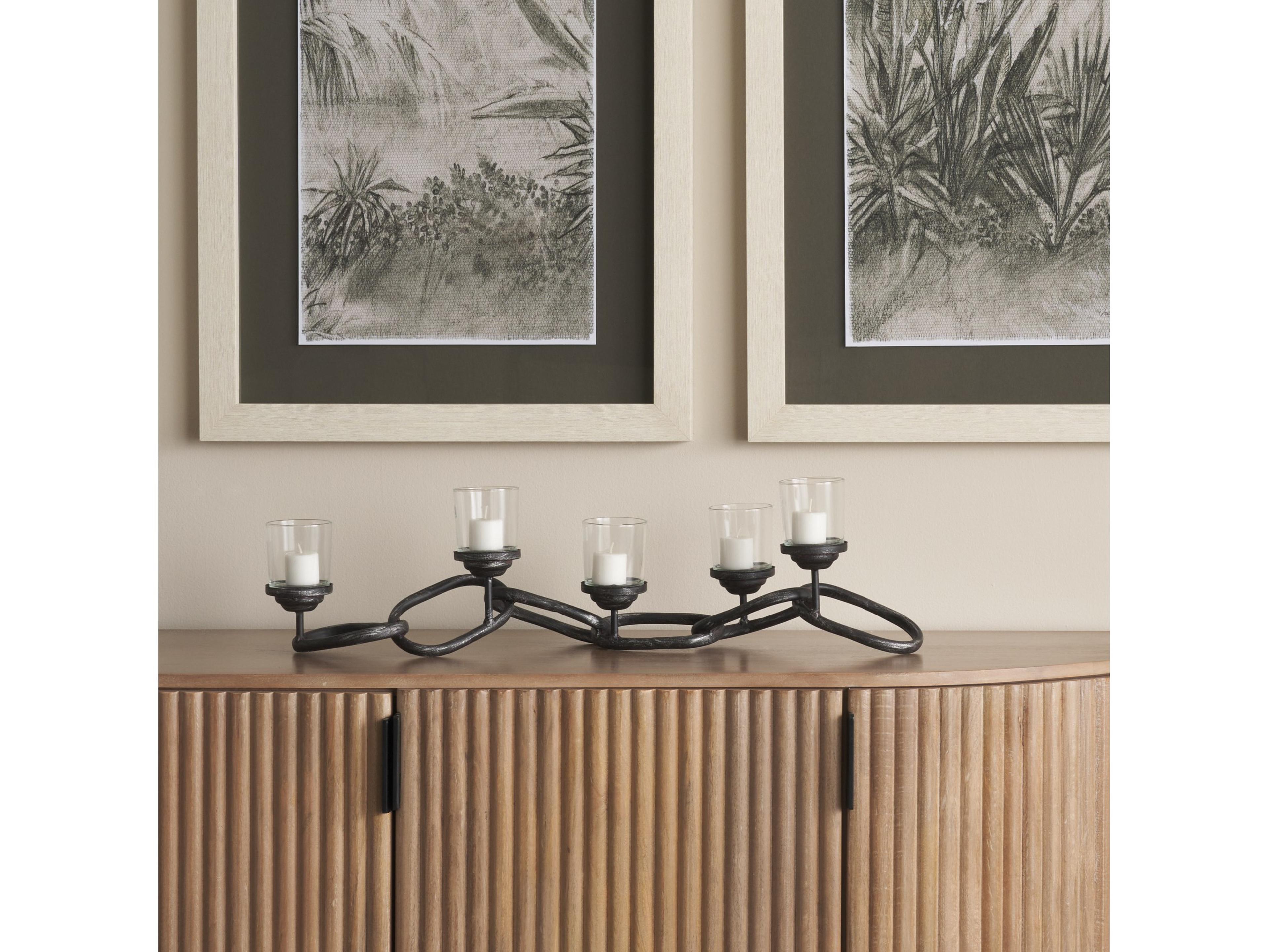 Mercana Quito Black Metal Chain-Link Five Candle Table Candle Holder