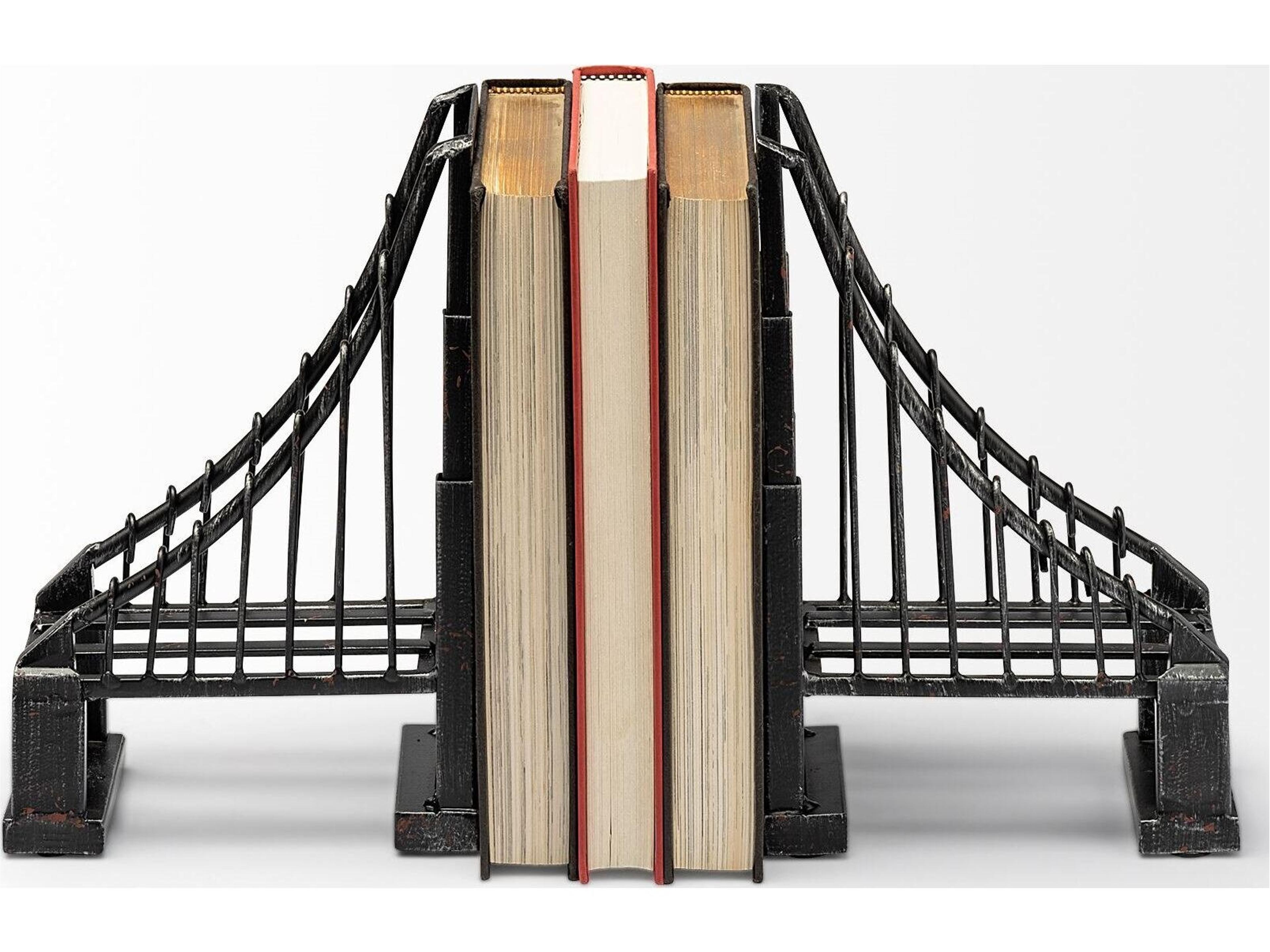 Mercana Suspension Set of 2 19L x 4W Brown Wrought Iron Suspension Bridge Bookends