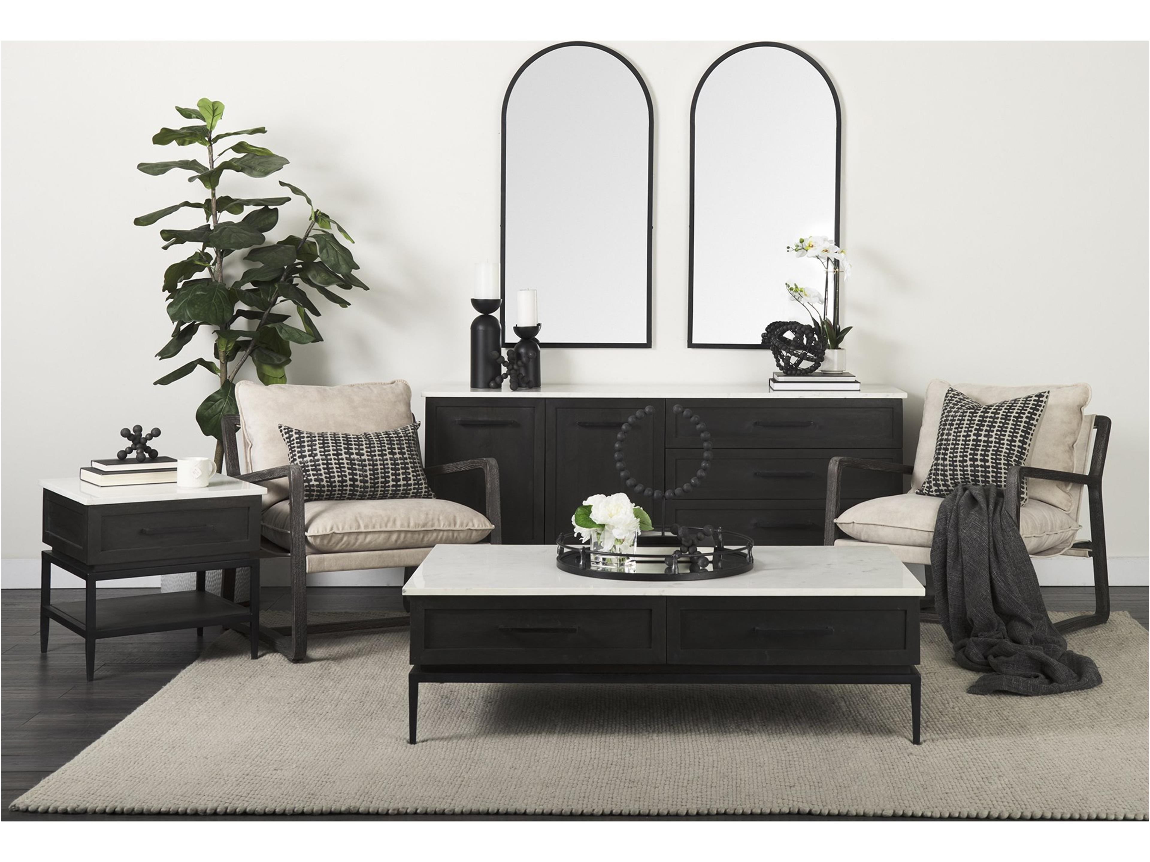 Mercana Kimbel 24L x 24W Black Metal Mirrored Base Round Tray