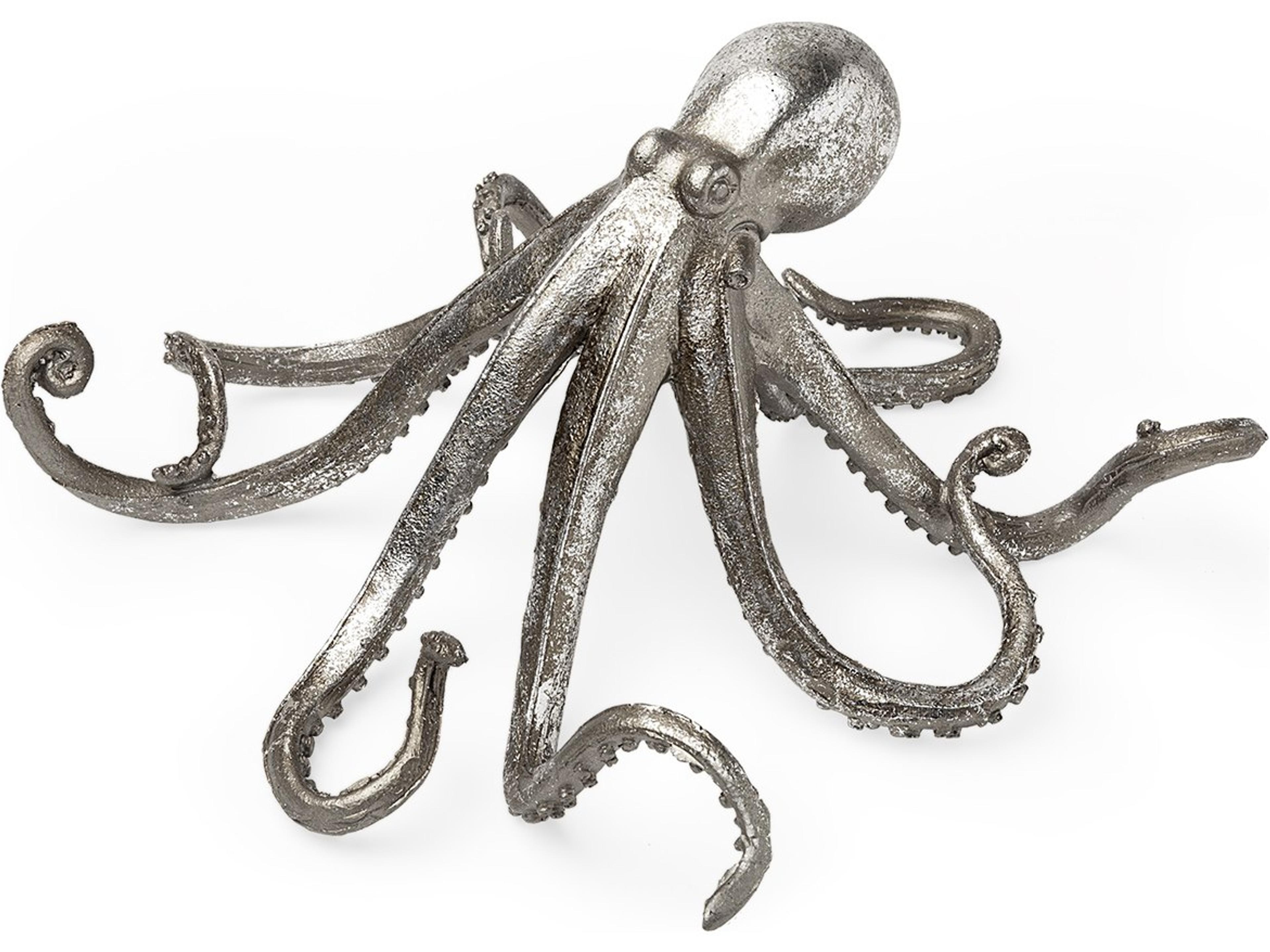 Strafford Small 10L x 9W Silver Resin Octopus