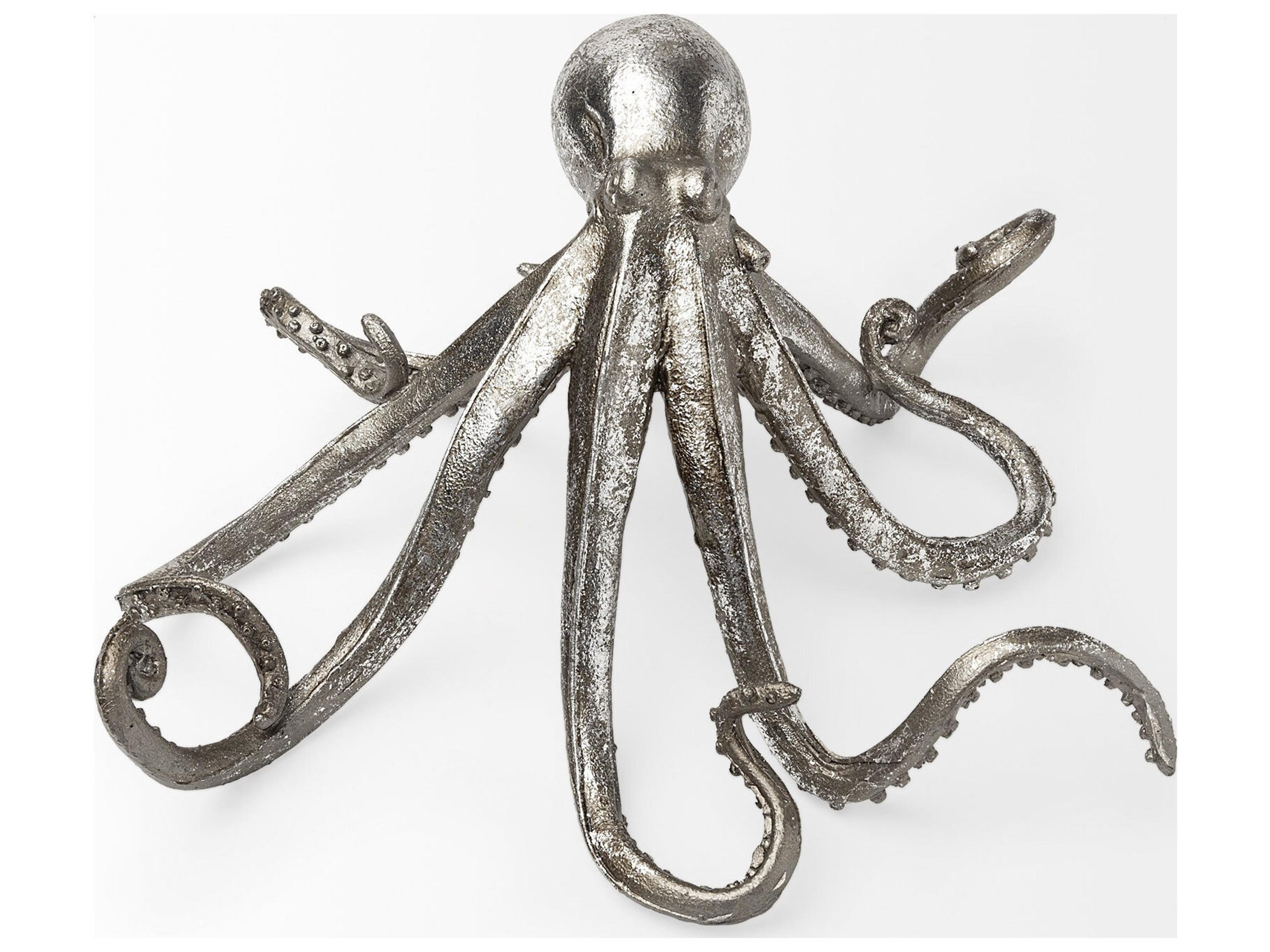 Mercana Strafford Small 10L x 9W Silver Resin Octopus