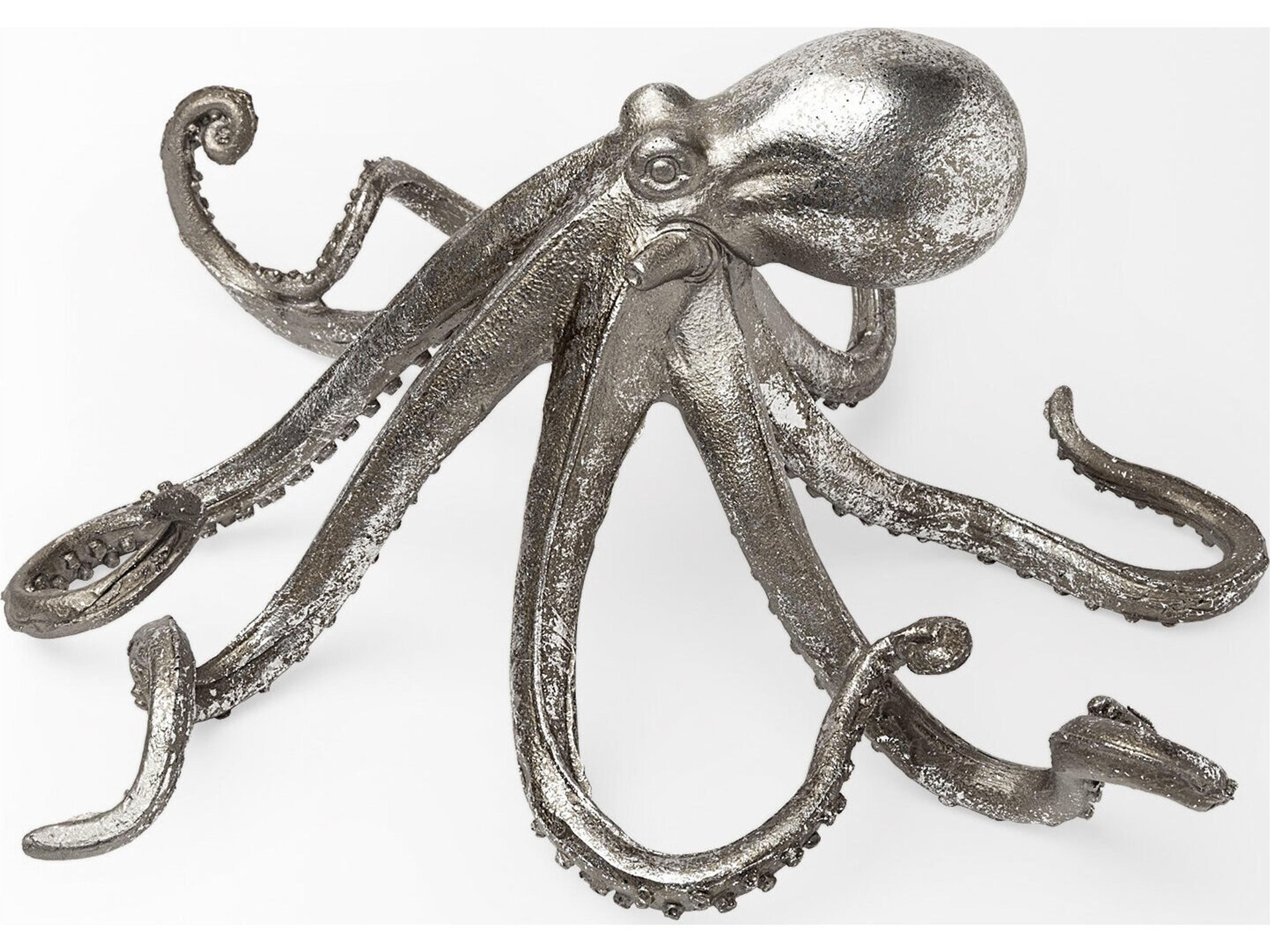 Mercana Strafford Small 10L x 9W Silver Resin Octopus