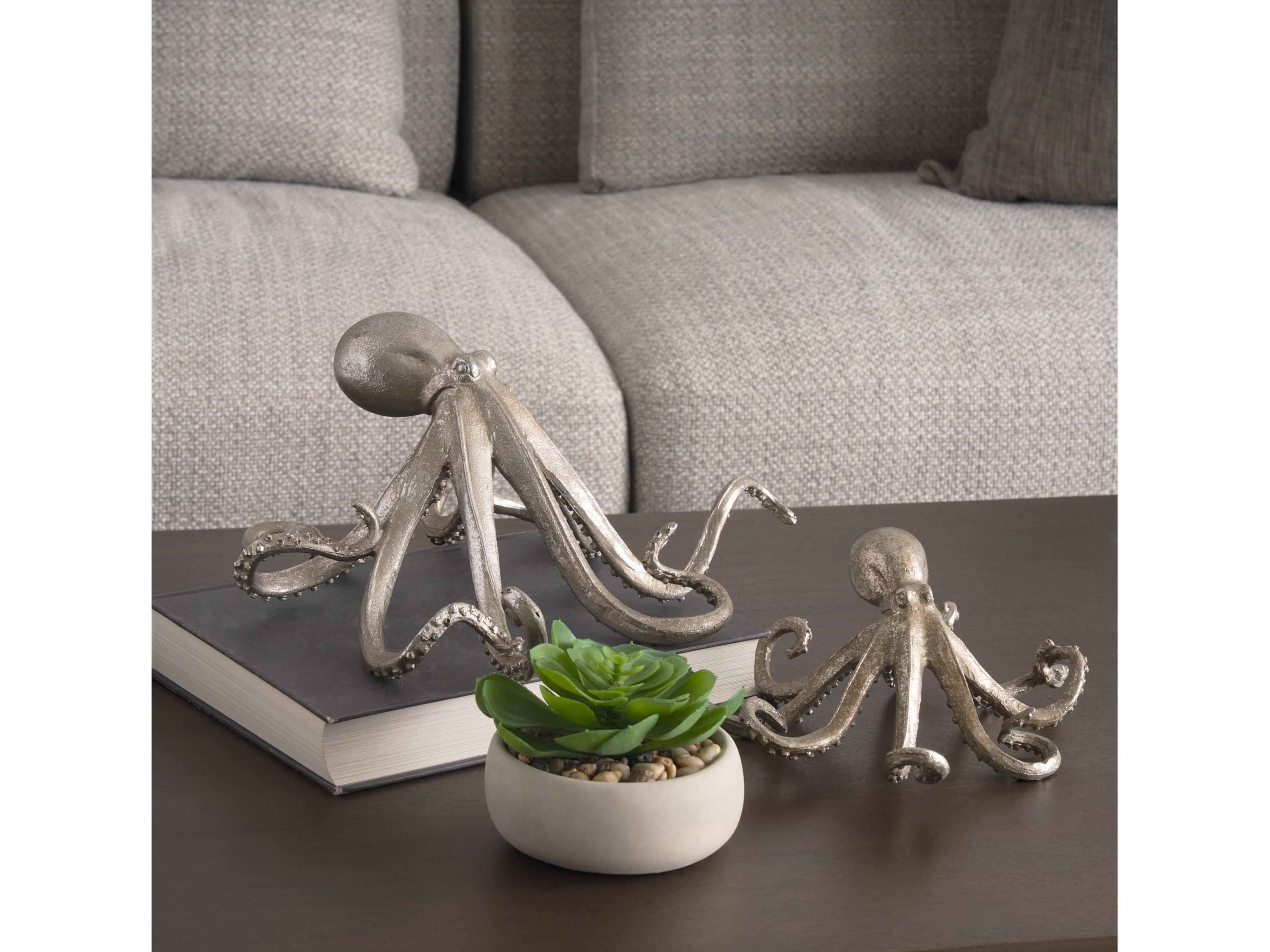 Mercana Strafford Medium 13L x 7W Silver Resin Octopus