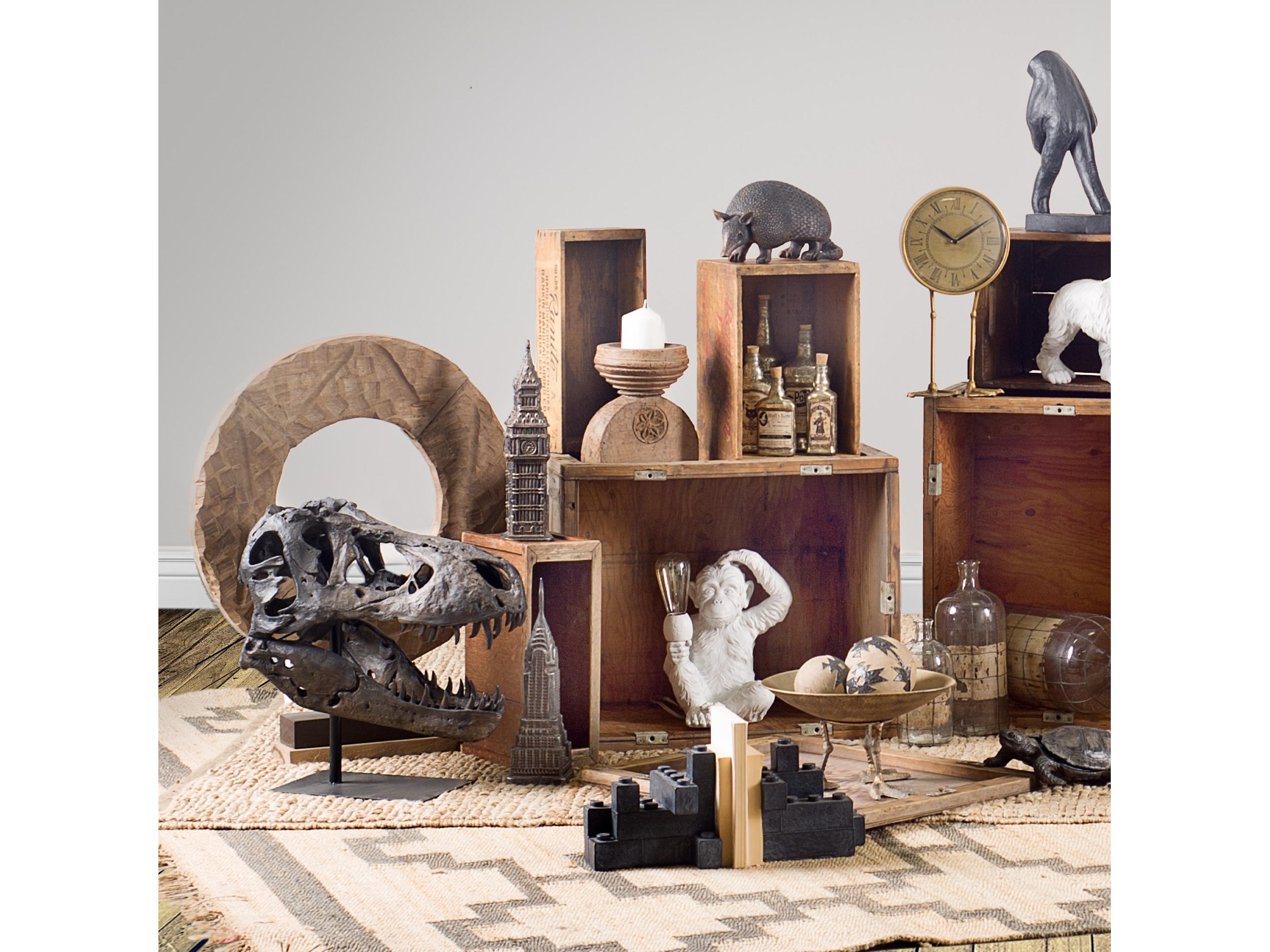 Mercana Lagrane 19L x 11W Brown Resin Tyrannosaurus T Rex Dinosaur Skull Replica