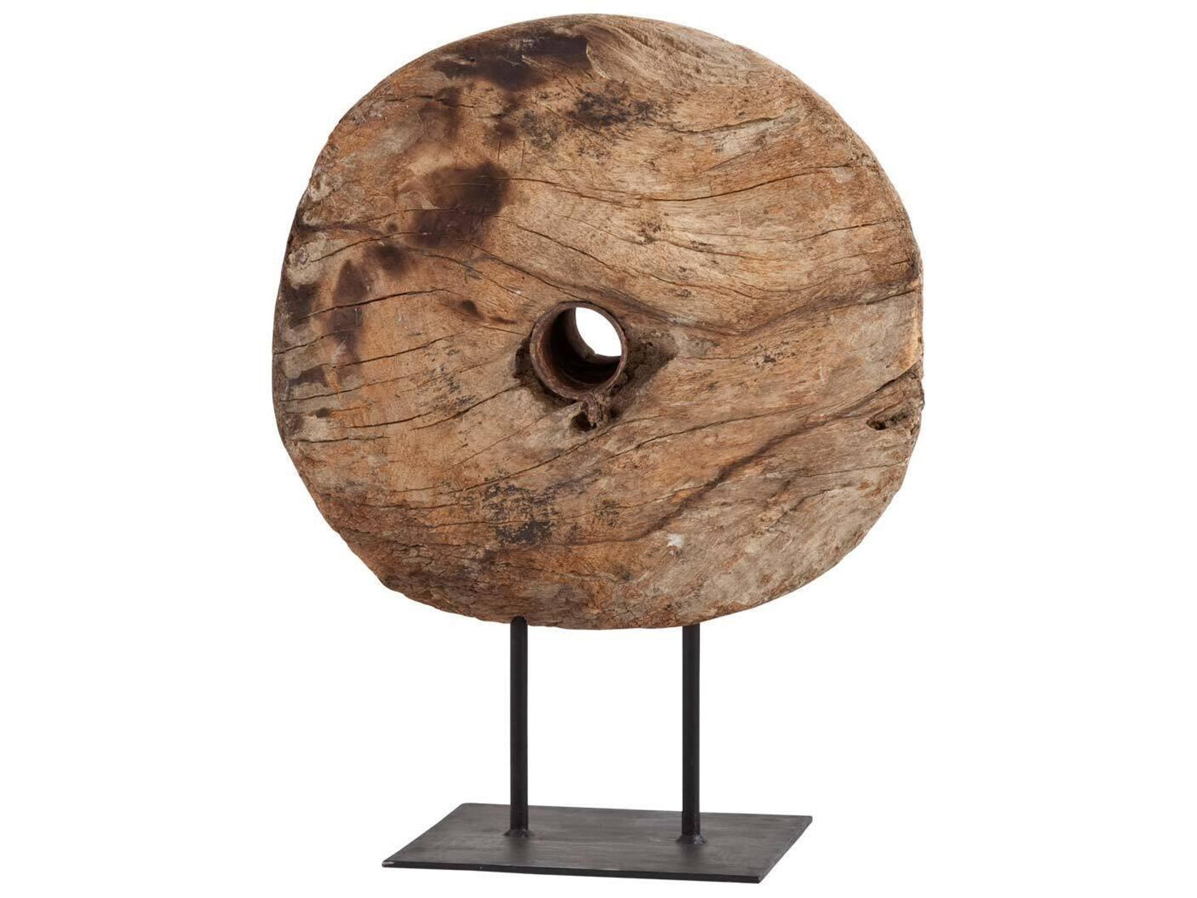 Incana 20L x 4W Natural Brown Reclaimed Wood Wheel Object