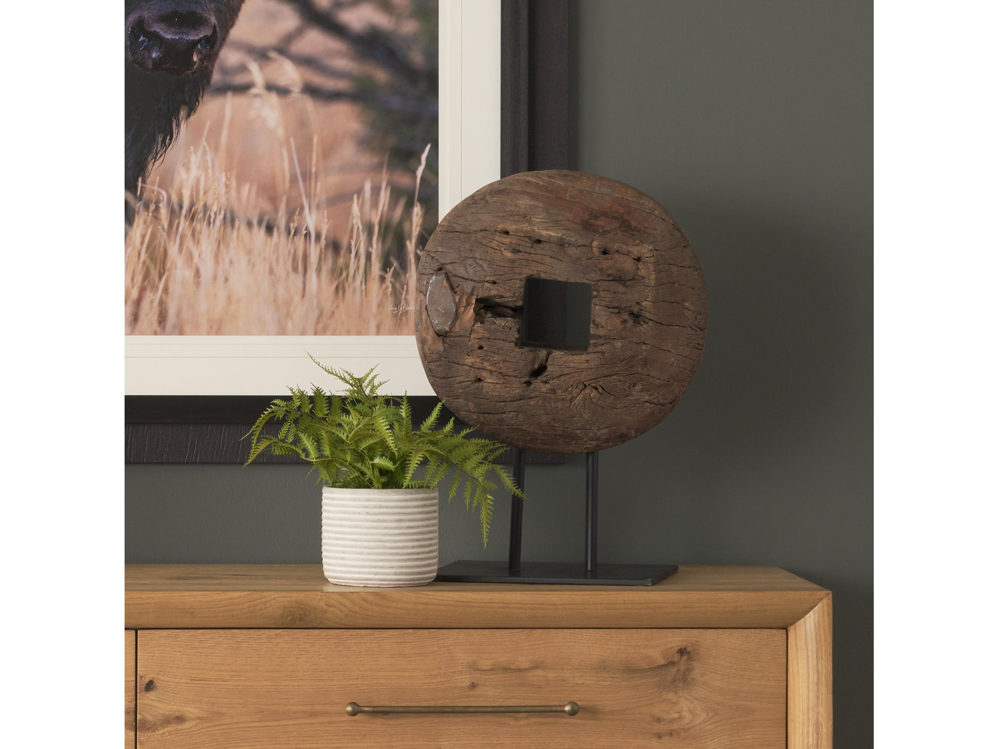 Mercana Incana 20L x 4W Natural Brown Reclaimed Wood Wheel Object