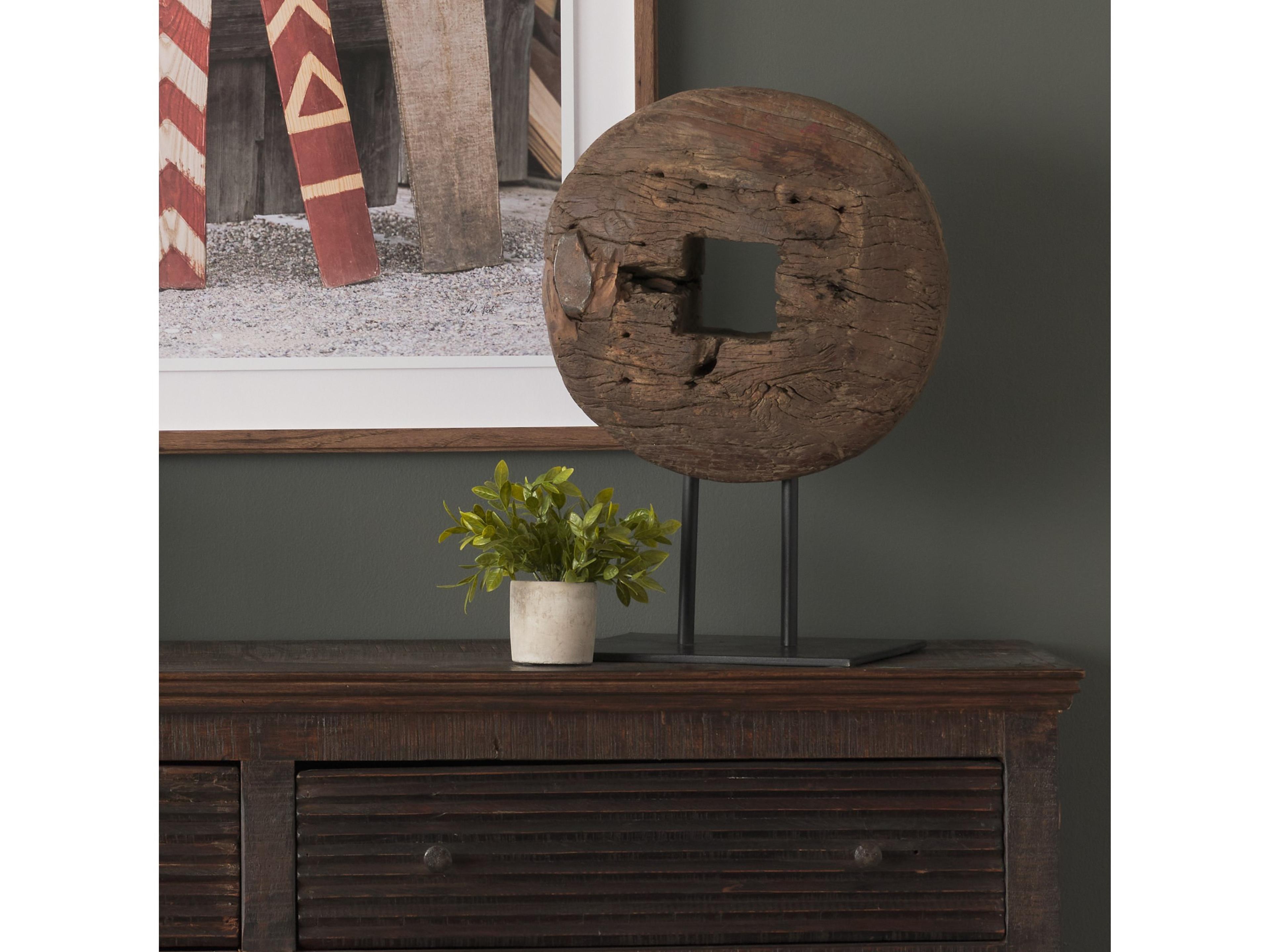 Mercana Incana 20L x 4W Natural Brown Reclaimed Wood Wheel Object