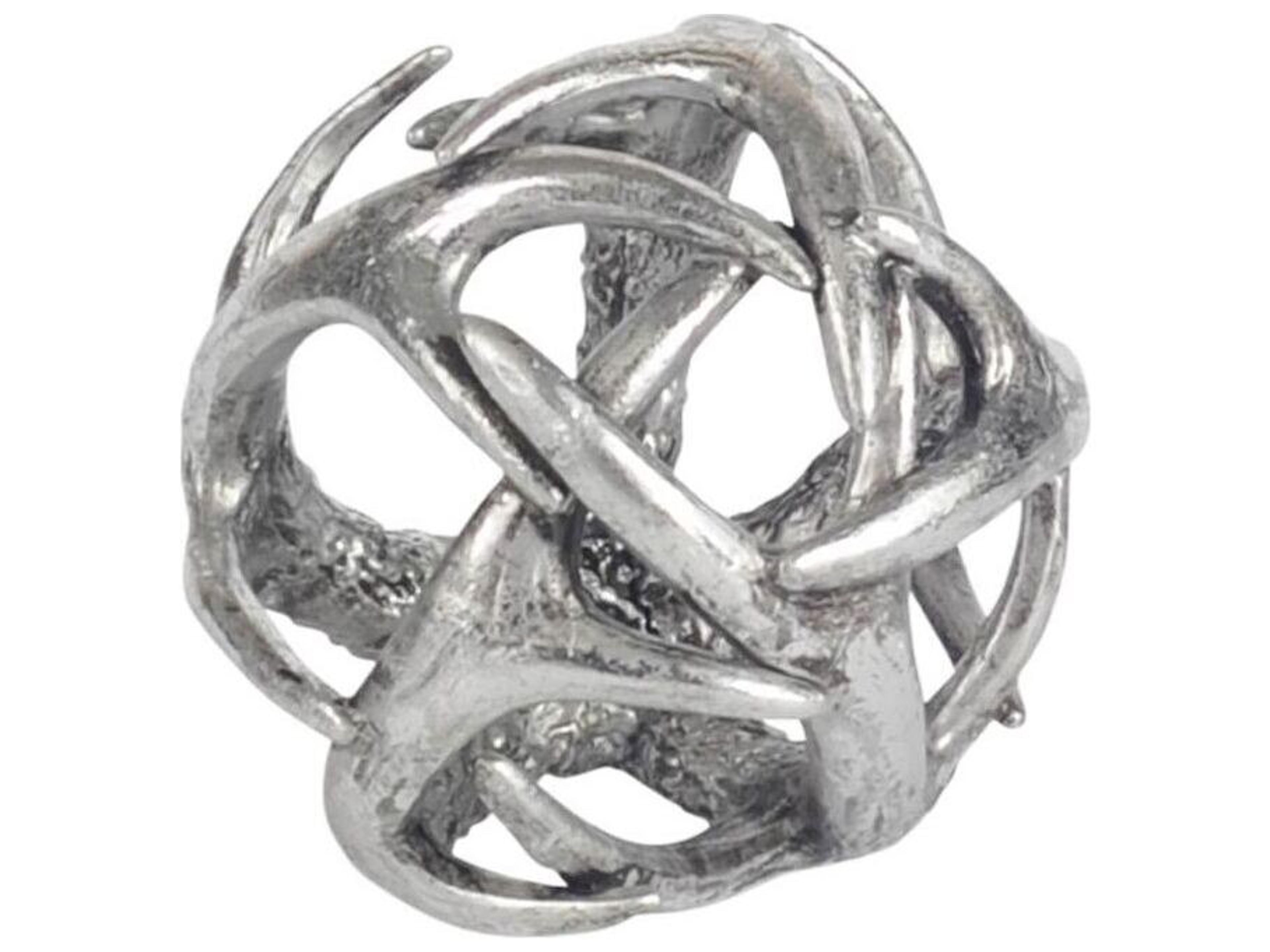 Ramus III (Small) 5L x 5W Silver Antler Shaped Decorative Orb Ball