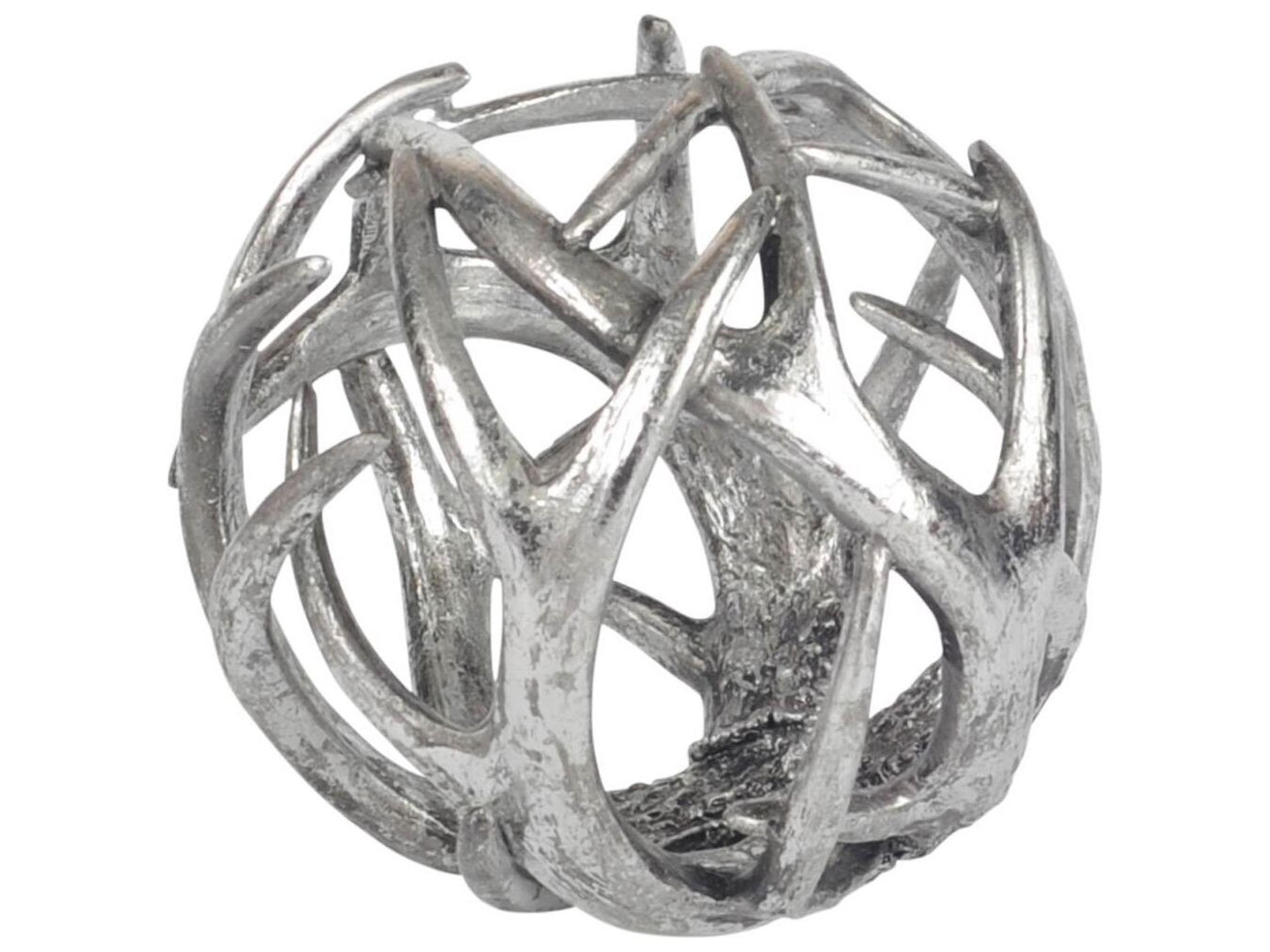 Ramus IV (Large) 7L x 7W Silver Antler Shaped Decorative Orb Ball