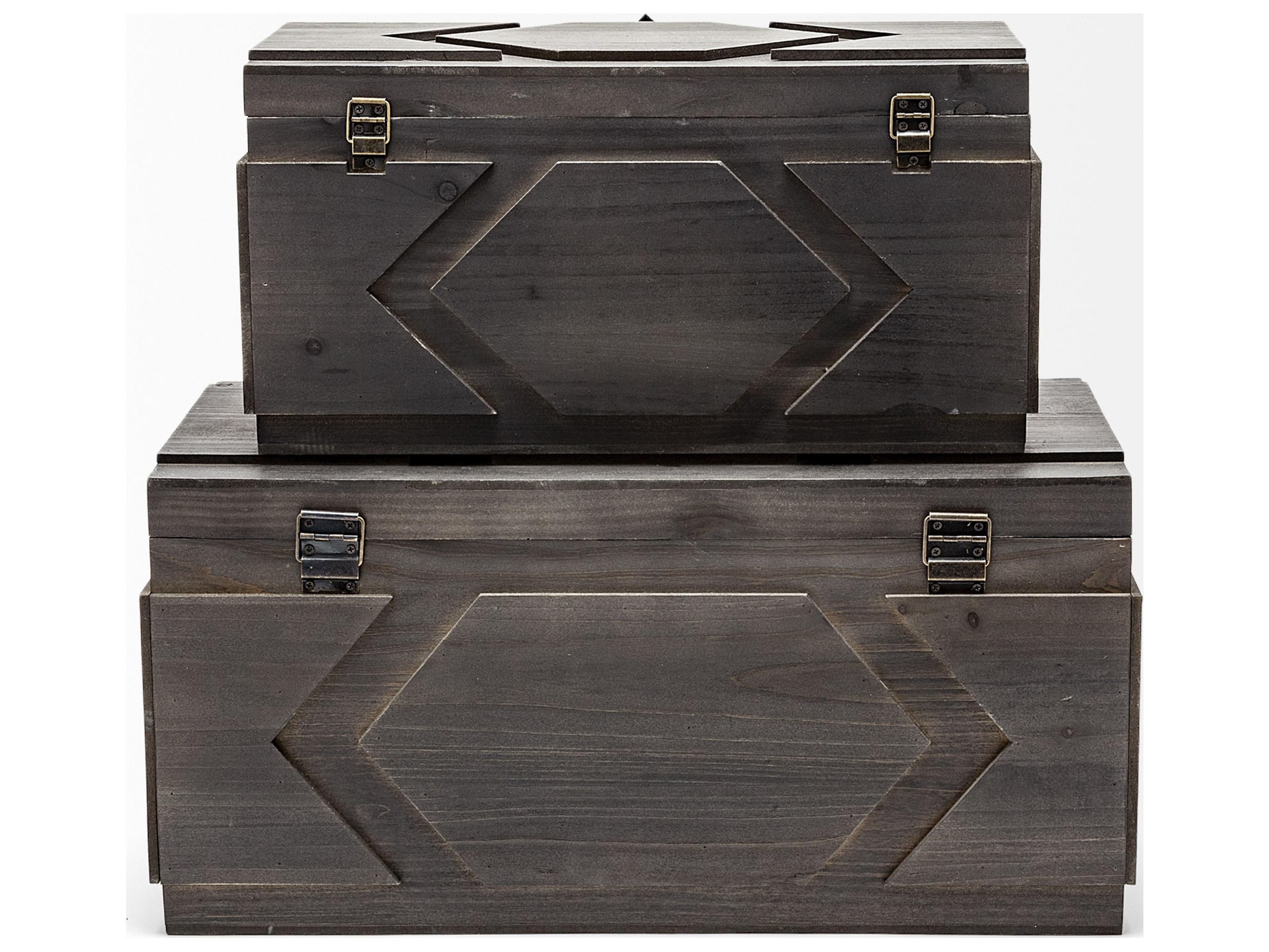 Mercana Cassia Set of 2 Brown Wooden Boxes
